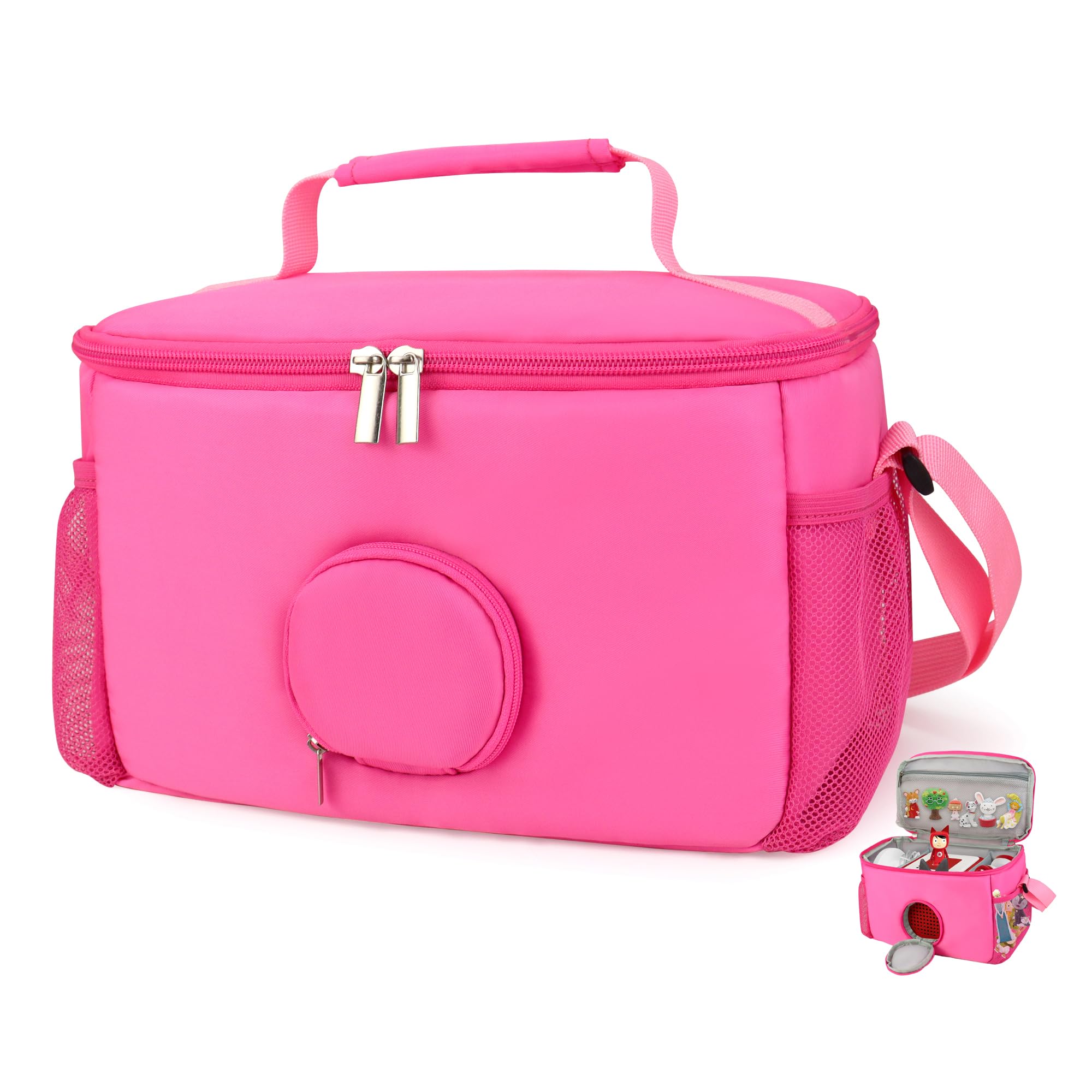 Wetry Carry Bag for Toniebox Storage Case for Tonie Characters Clever Pocket Set, Charger and Headphones, Bag Only (Pink)