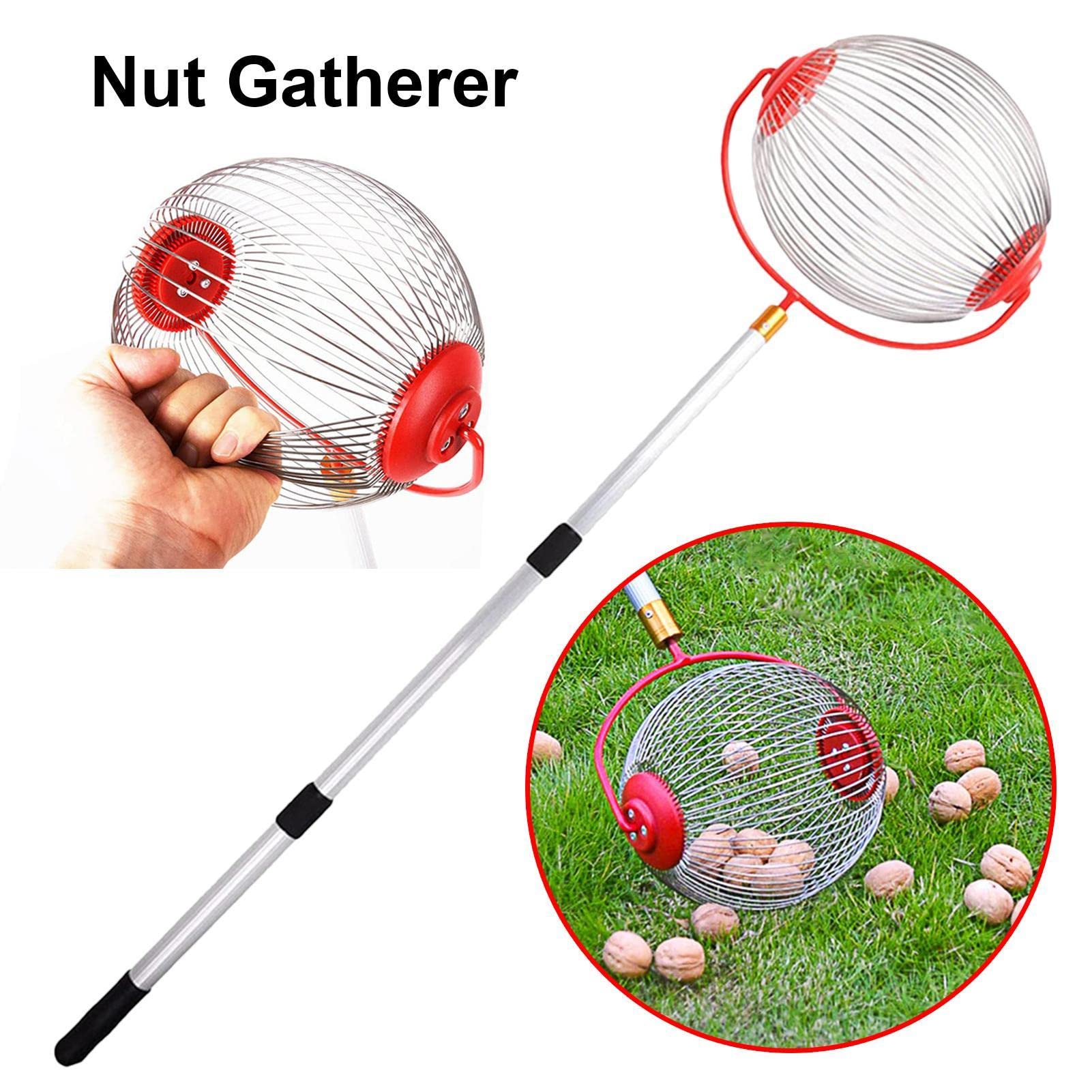 LekLai Raccoglitore Di Noci, Raccoglitore Di Noci con Manico Telescopico, Raccoglitore Di Attrezzi Manuali da Esterno per la Raccolta Di Noci/Teles Rod + Small Ball (Complete Set)