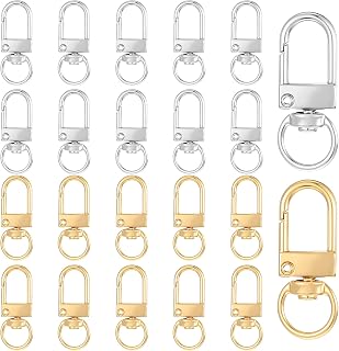 Giantree 30 Pcs Metal Lobster Claw Buckles, Swivel Snap Keychains Clip Hooks, Lanyard Swivel Snap Hooks, Keychain Hook with Key Rings for Making Keychain DIY Crafts Jewelry Making Pet Collars