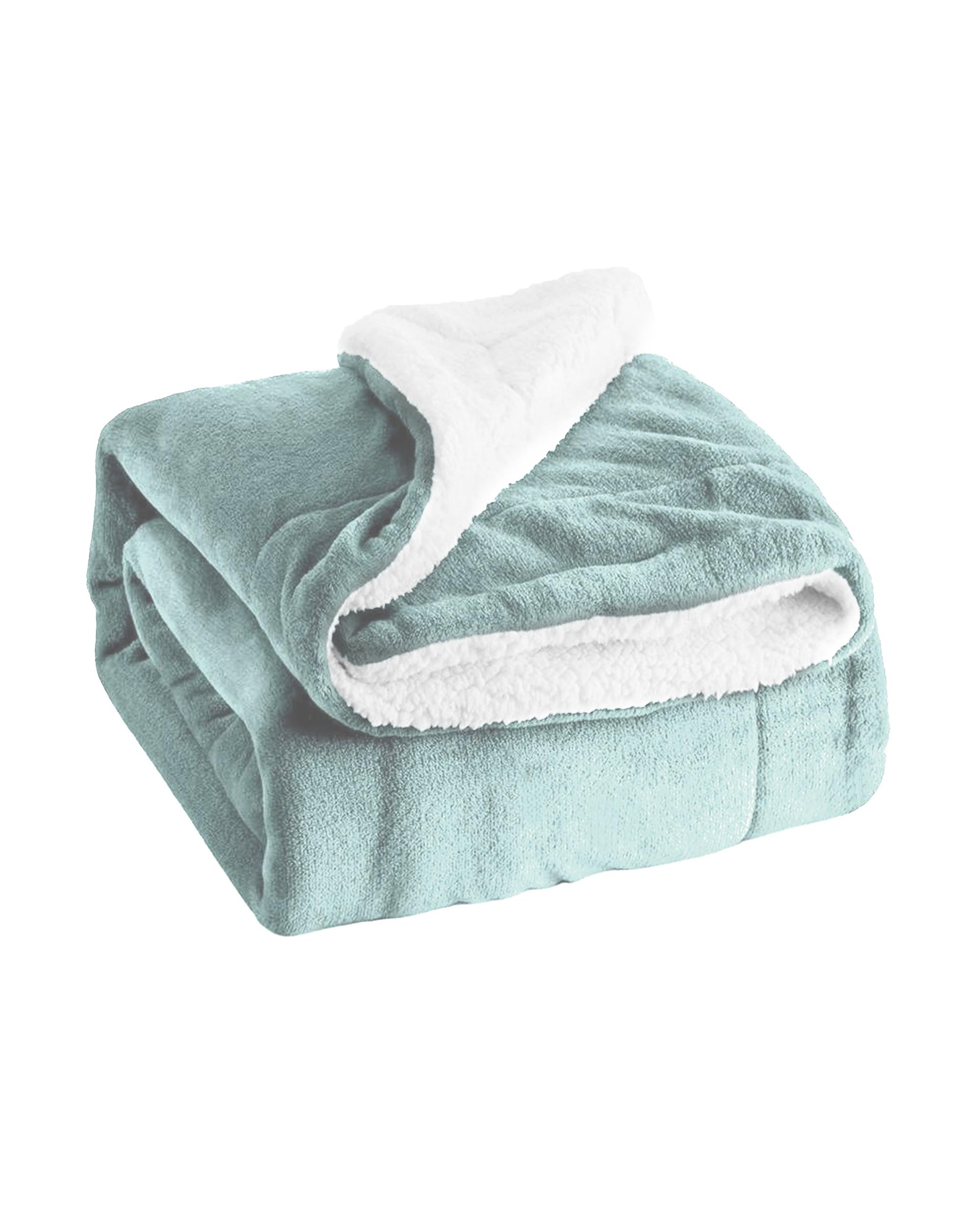 Amzz Sherpa Fleece Weighted Blanket for Adults,Bedding, Double-layer Thick Double Bed Blanket, Soft Fleece Blanket Double Bed Size 85 x 90 inches (Light Green)