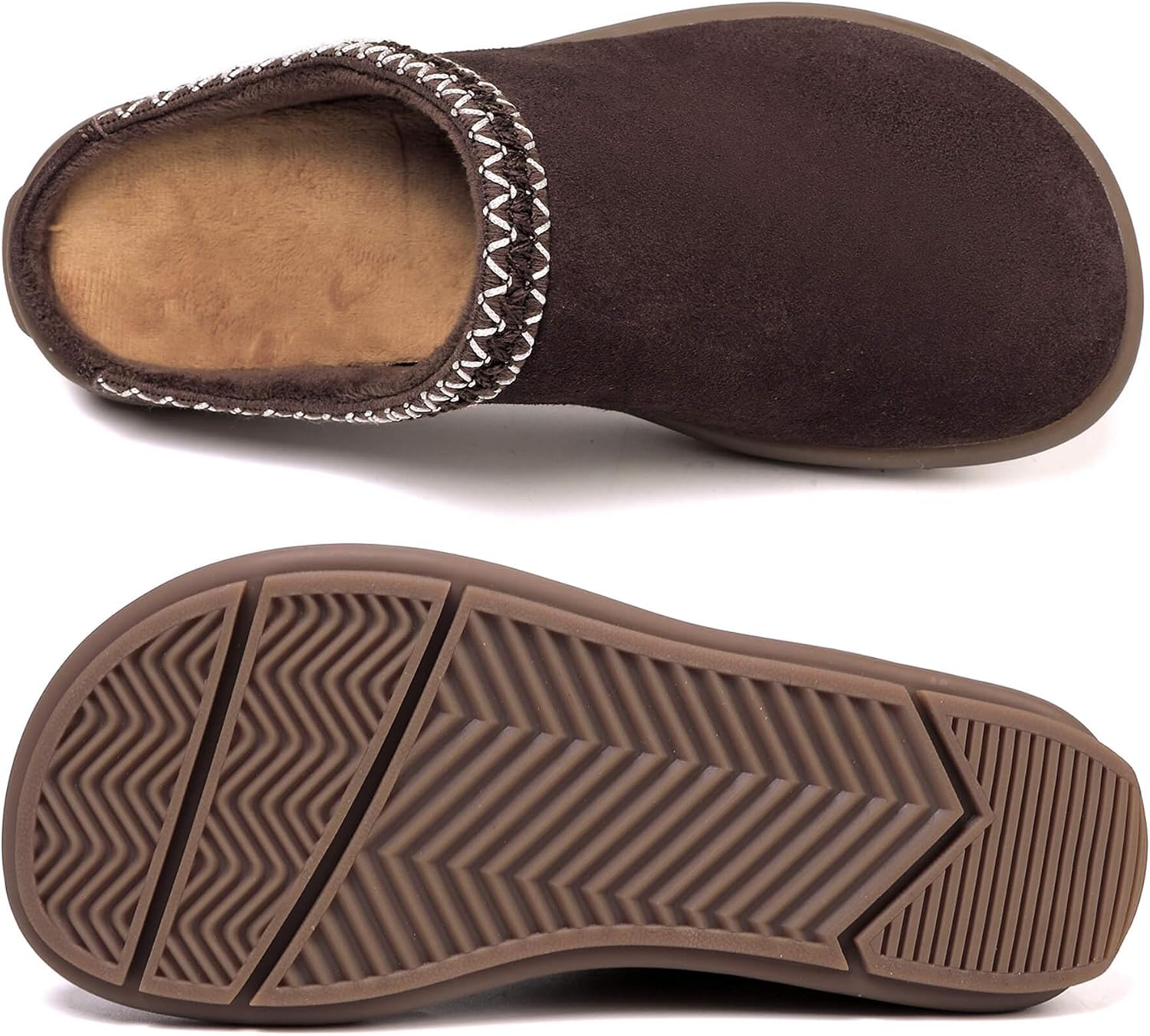 UBFEN Womens Slippers Arch Support 100% Genuine Suede Leather Comfortable Outdoor Indoor Slip On Mules