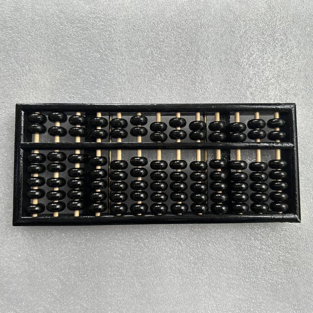 Antiguo de Madera Herramienta Matemática Soroban Clásico Calculadora Estándar de 13 Barras con Lisas Instrumento Educativo Multifunción, Marco Negro