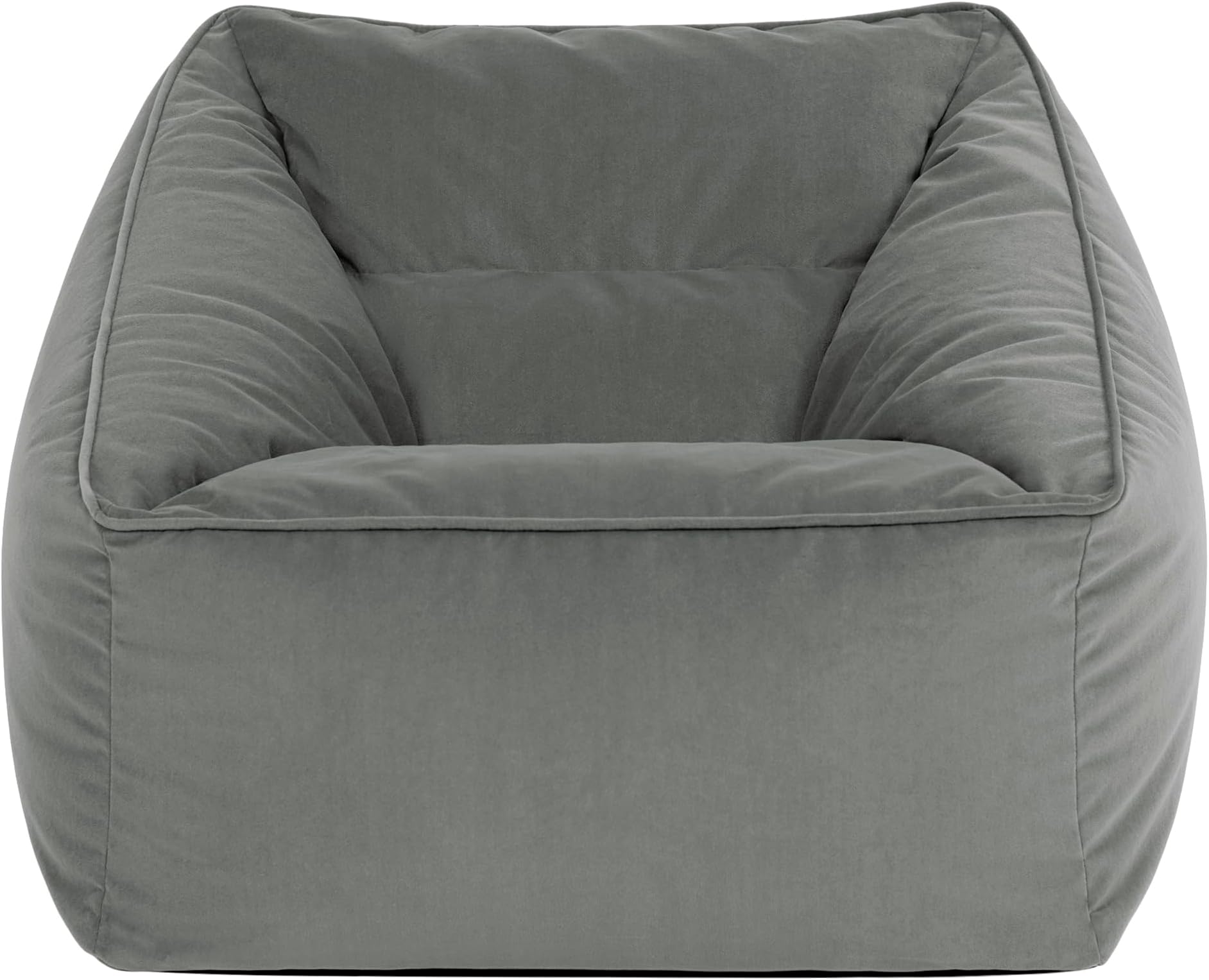 icon Natalia Velvet Bean Bag Chair with Filling Included, Grey