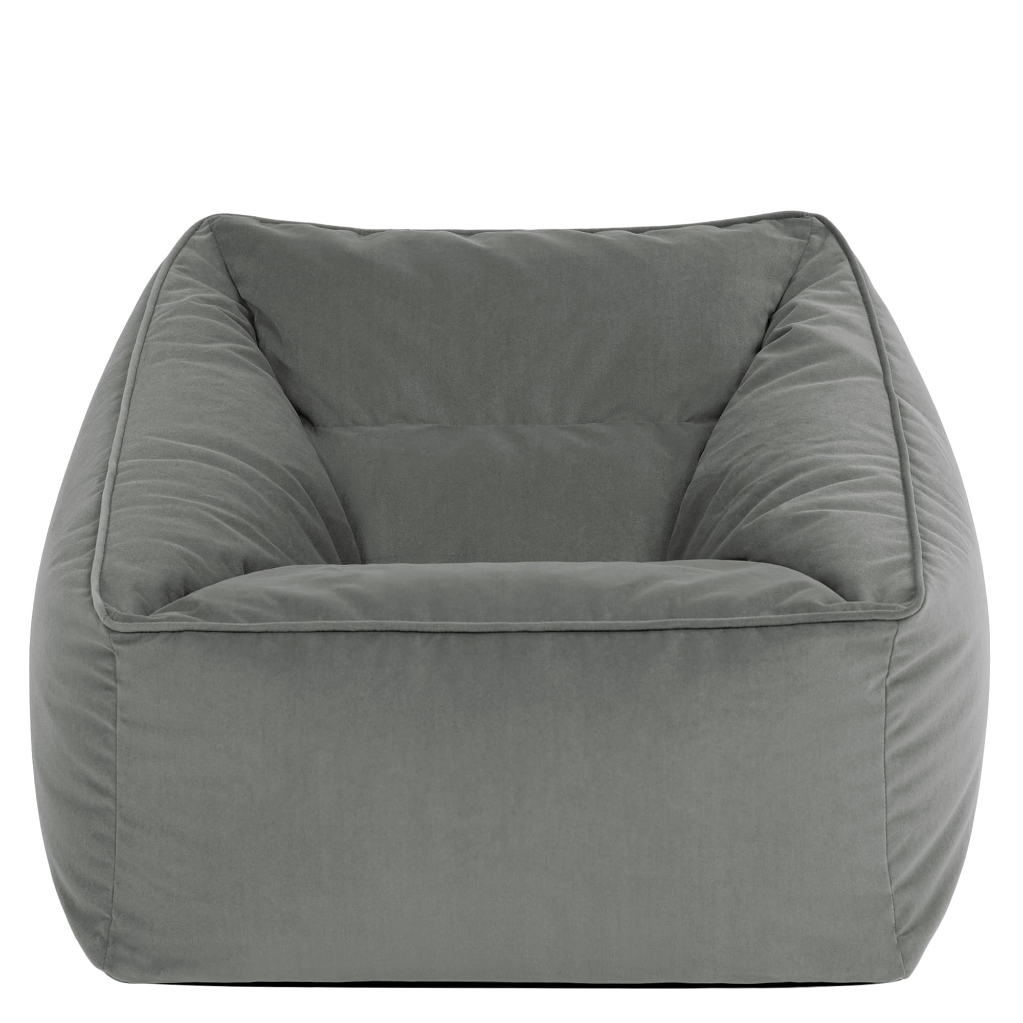 icon Natalia Velvet Bean Bag Chair with Filling Included, Grey | Made in the UK, Adult Beanbag, Comfy Chair, Armchair, Plush Velvet Fabric, Floor Chair for Living Room or Bedroom