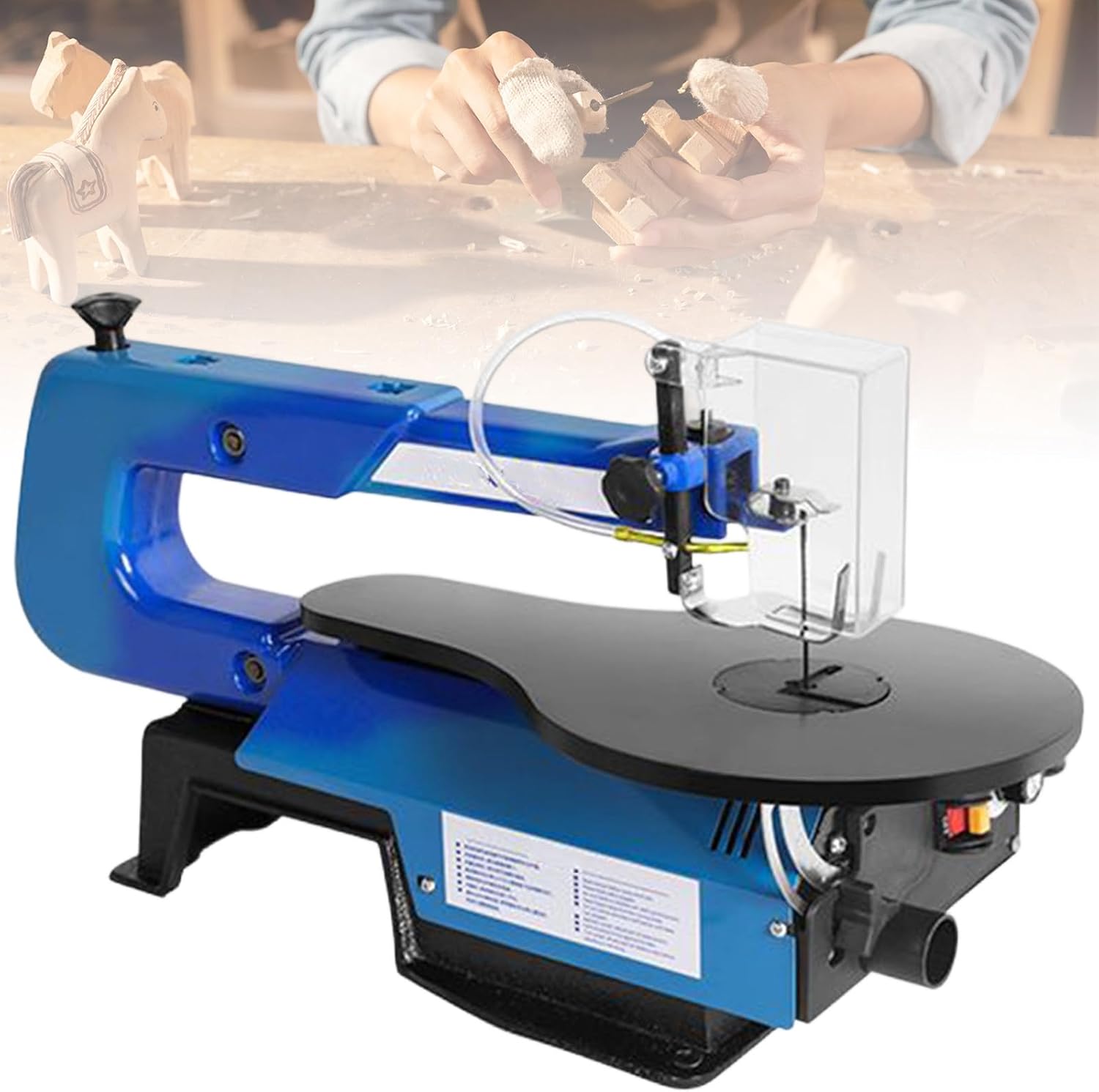 16 Inch Variable Speed Scroll Saw/Electric Fret Saw, with 45° Tiltable Metal Work Table for Bevel Cuts, 550-1650 SPM Stepless Speed Control, for Woodworking and Crafts StandardVersion-B