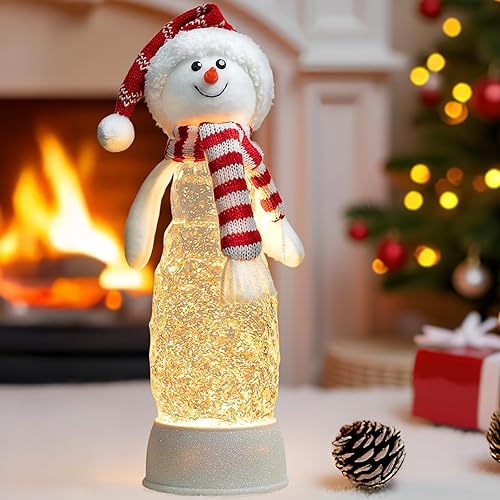 Miniatura 5 de Globos de nieve de muñeco de nieve de Navidad, linterna musical iluminada, globo de nieve con purpurina y temporizador de 6 horas, funciona con USB,