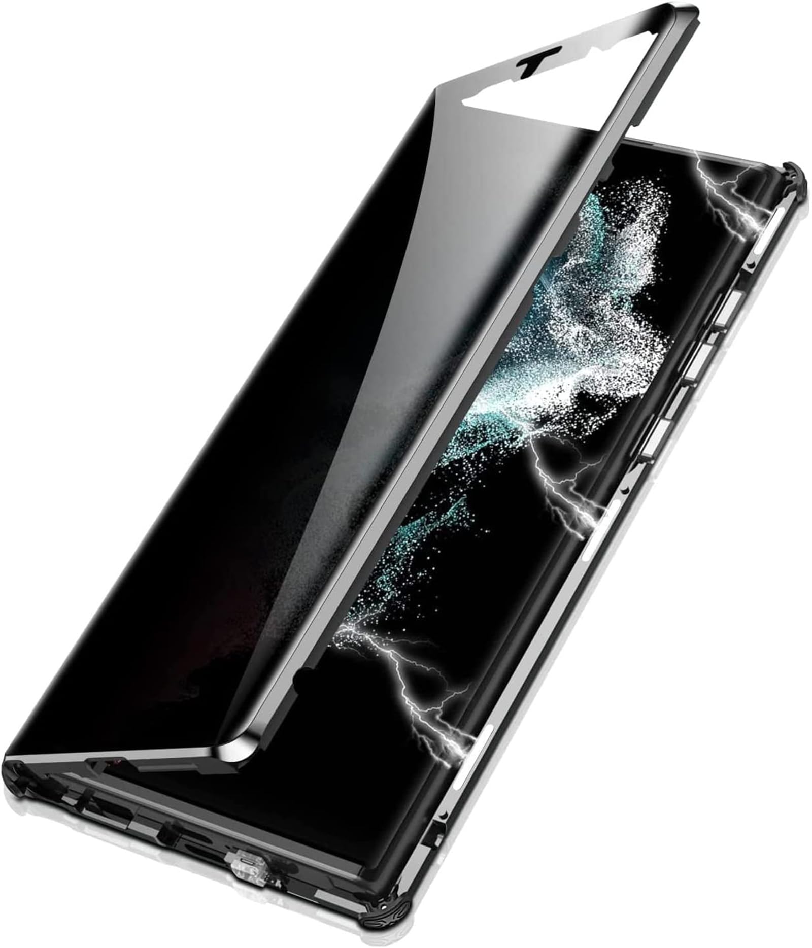 Iszi Black Privacy Magnetic Case For Samsung Galaxy A54/A52 Anti Peeping Double Sided Tempered Glass Phone Case Magnetic Adsorption Metal Bumper Flip Cover,,For Samsung A54
