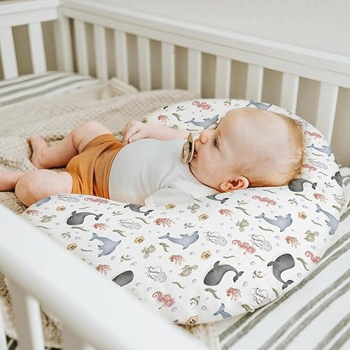Miniatura 5 de Fundas de almohada de lactancia de animales marinos en acuarela para niños y niñas, ballena, delfín, tortuga, medusa, coral, funda de almohada para