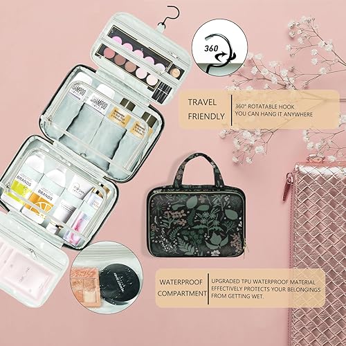 Miniatura 4 de VLM Neceser de viaje, organizador de maquillaje con bolsa de cosméticos transparente aprobada por la TSA, artículos esenciales de viaje, accesorios