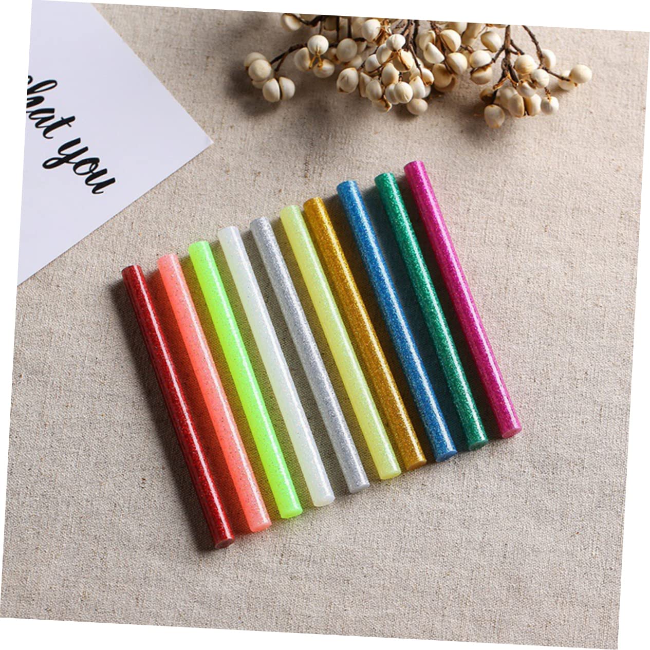 DOITOOL 100pcs Colorful Hot Melt Glue Sticks for High Adhesion Water Resistant Great for More Sparkling Green Color