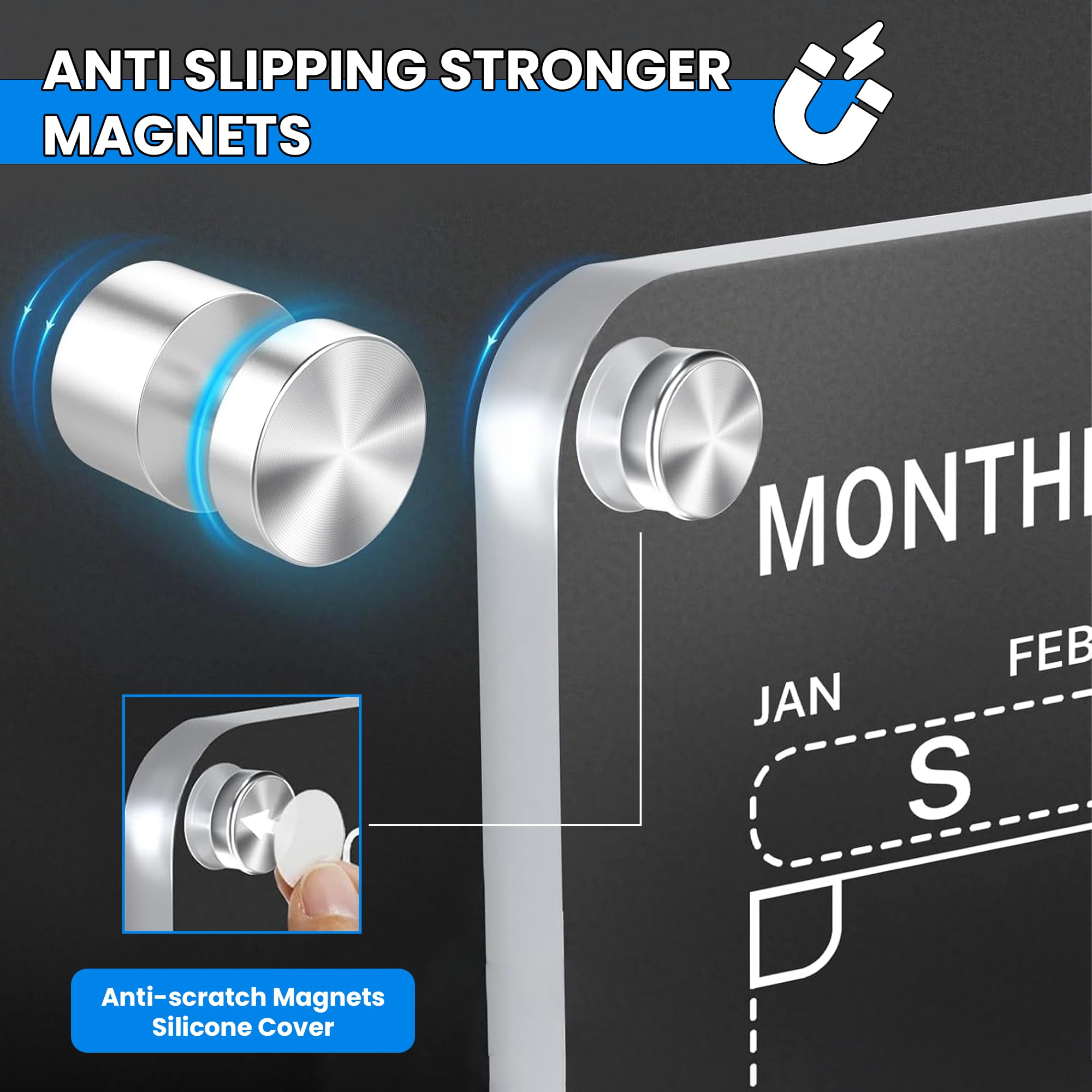 ZOCONE 2-Pack Magnetic Acrylic Fridge Planners - 11.8"x7.9" Weekly Meal/Calendar Whiteboards With 8 Markers, Eraser & Storage Pouch
