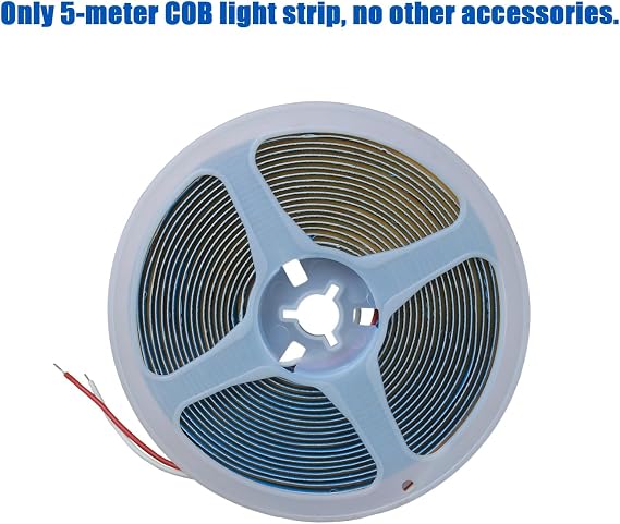 COB Led Strip, 5M 3000K Warm White LED Strip Lights DC12V,480LEDs/M, CRI 90+, Easy DIY Home Decor Installation, Home DIY Lighting [Energy Class A] (Warm White, 5M COB 12V) [Energy Class A]