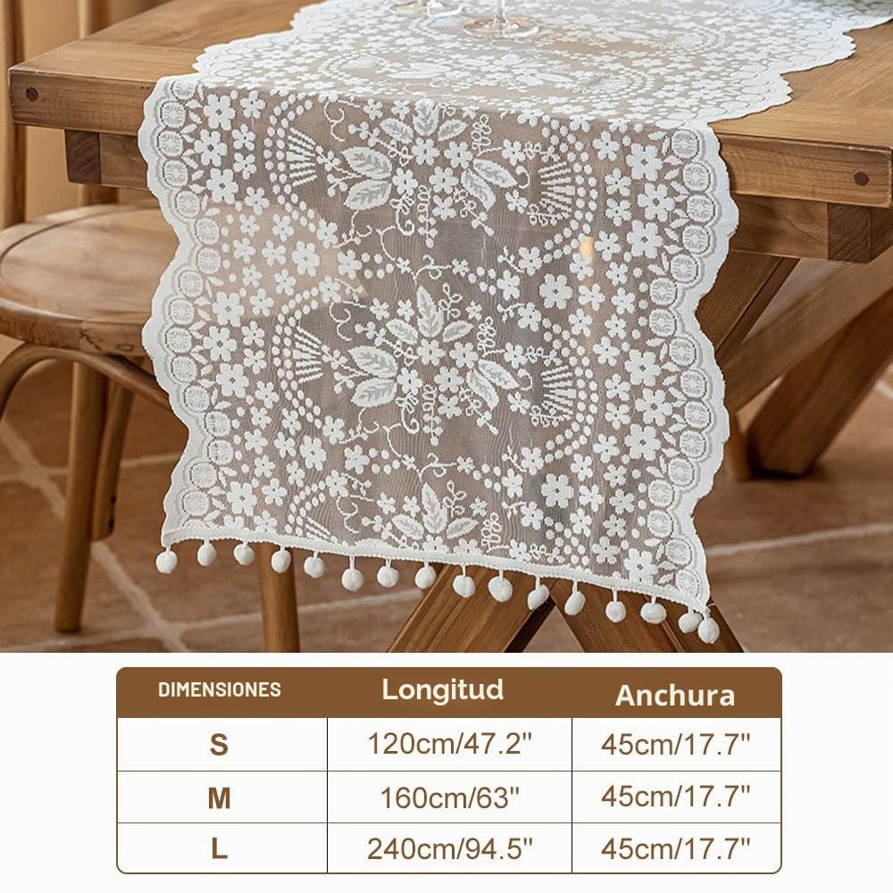 Camino de mesa de encaje blanco, cubierta de mesa con bordado floral para decoración de bodas, fiestas, cumpleaños, decoración de tartas