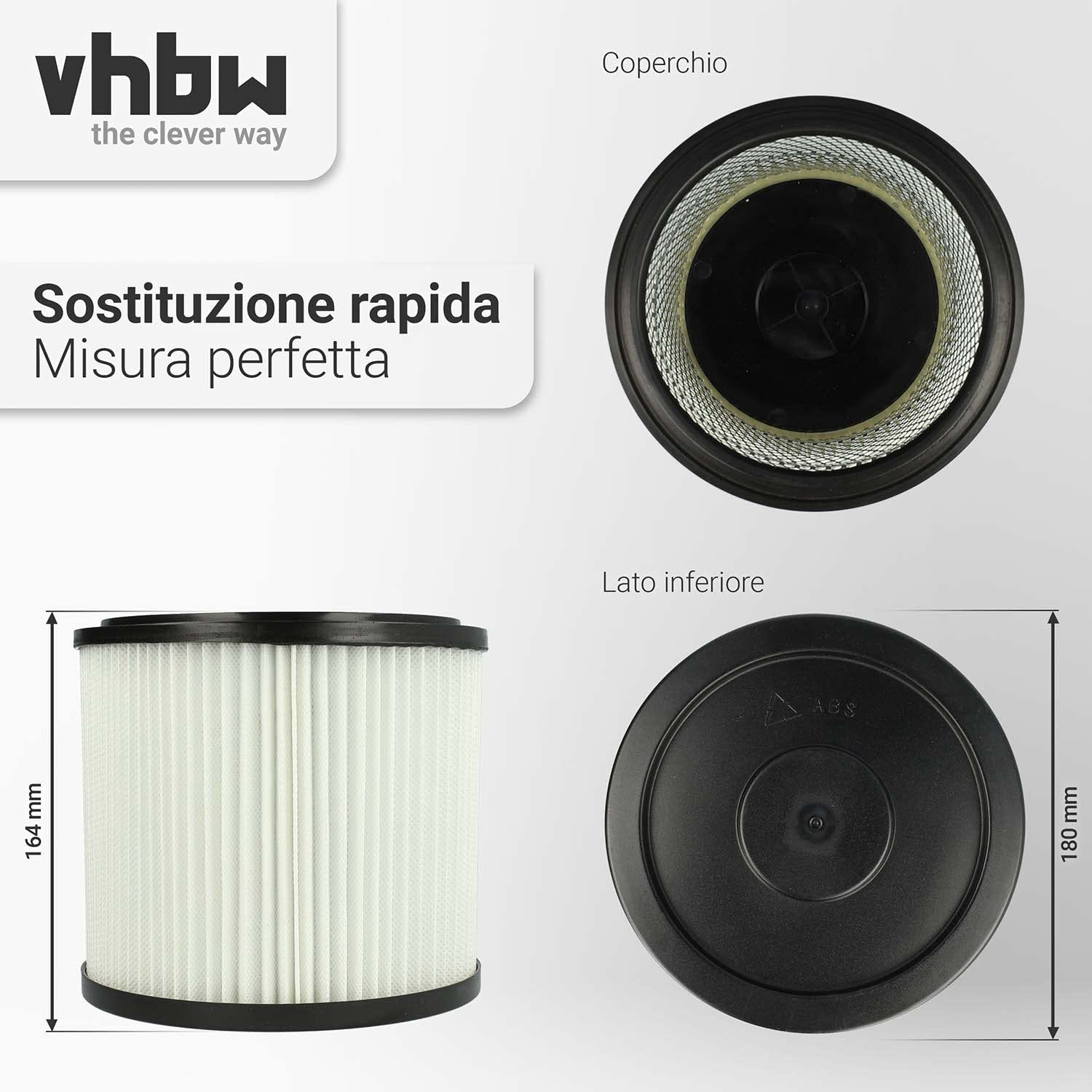 vhbw 10x filtro a pieghe piatte compatibile con Einhell NTS 1600, NTS 1500, Inox NTS-1400, SM 1100, SM-1100, NTS 1400 aspirapolvere - bianco
