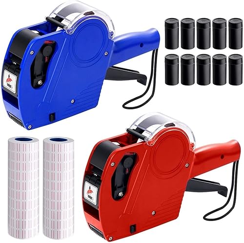 MX-5500 Pistola de precio de 8 dígitos con 5000 etiquetas adhesivas y 3 repuestos de tinta, kit de pistola de precios para fabricante de etiquetas