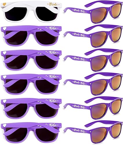 Paquete de 612 lentes de sol de despedida de soltera para dama de honor, novia, tribu, suministros de fiesta, regalos de fiesta de boda