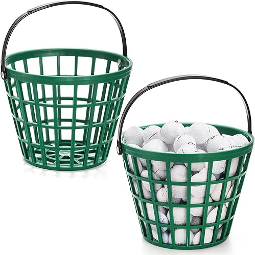 Bekith Paquete de 2 cestas de plástico para pelotas de golf, cubo con asa, capacidad para 50 bolas, color verde disponible en Yaxa Mexico