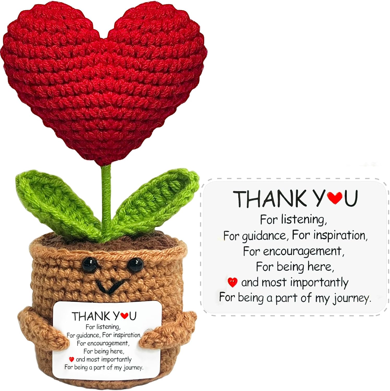 Christmas Thank You Gift for Women Men, Positive Crochet Animal Heart Flower Gifts, Thanksgiving Appreciation Gift for Coworker, Friend, Sister, Teacher, Mom
