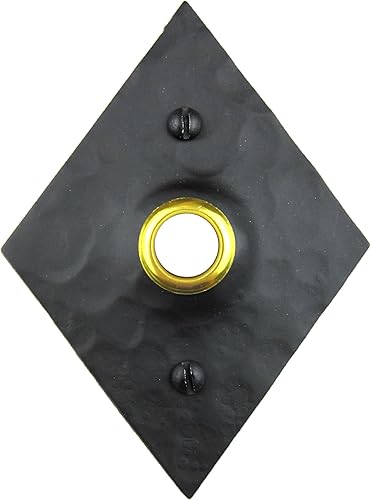 Miniatura 1 de Cubierta rústica para timbre de puerta de hierro forjado martillado Diamondback D4 (negro)