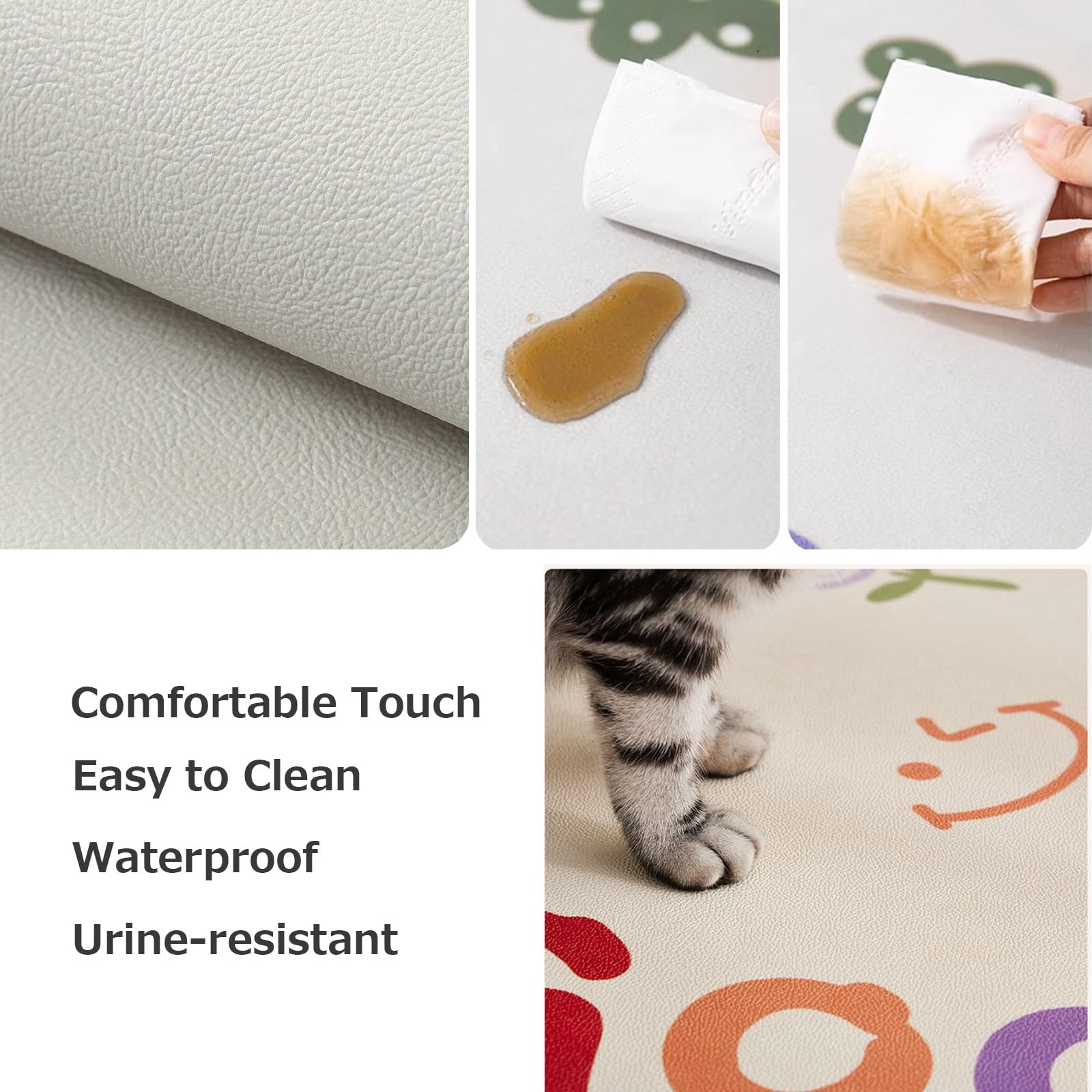 Futtermatte Hund Groß Futtermatten Für Hunde, PVC Hundefutter Matte AntisRutsch, Napfunterlage Wasserfest Kein Geruch, Katze Hundenapf Unterlage, Leichtzusreinigen Futternapf Matte(White,140x200cm)