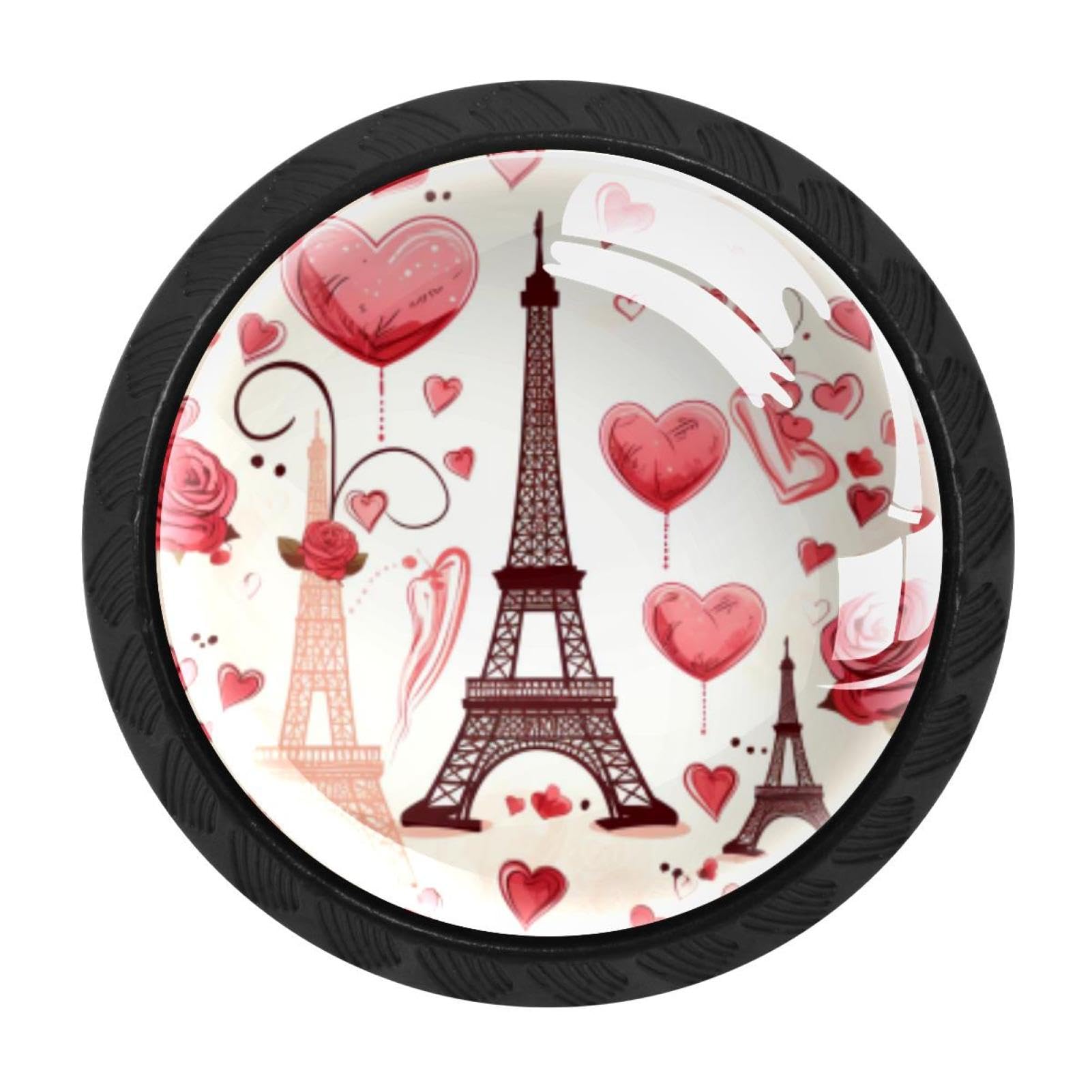 Chenzzzz Multicolored 18 4 Pieces Eiffel Tower Valentine's Day Drawer Knobs, 35Mm Black Cabinet Knobs, Drawer Pulls And Knobs, Dresser Drawer Knobs, Cabinet Hardware Kitchen Cabinet Knobs