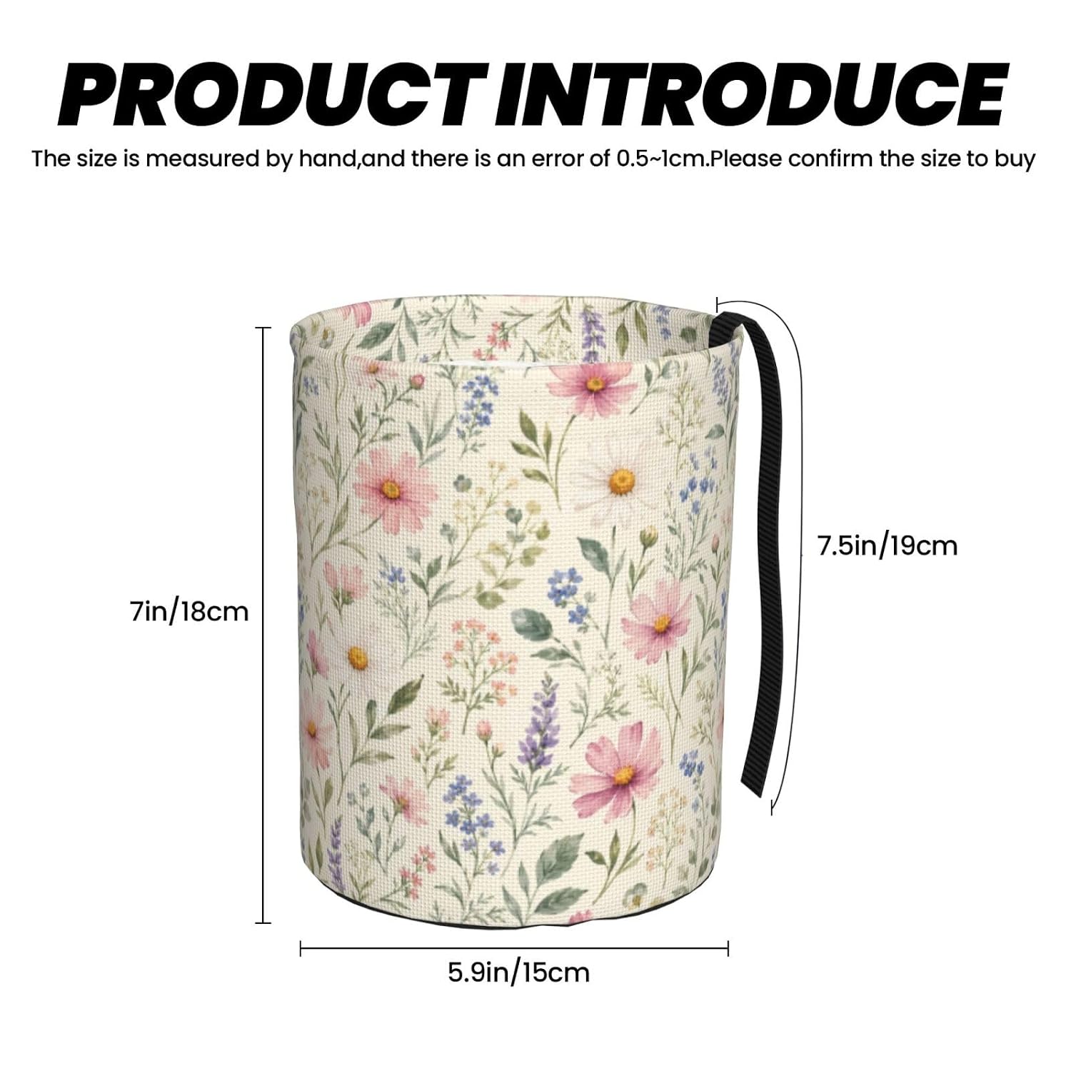 Watercolor Daisy Floral Car Trash Can,Waterproof Hanging Car Garbage Bag for Headrest & Console,Adjustable Collapsible Vehicle Waste Basket with Magic Tape,Car Decor Travelling,Camping,Outdoor image 3
