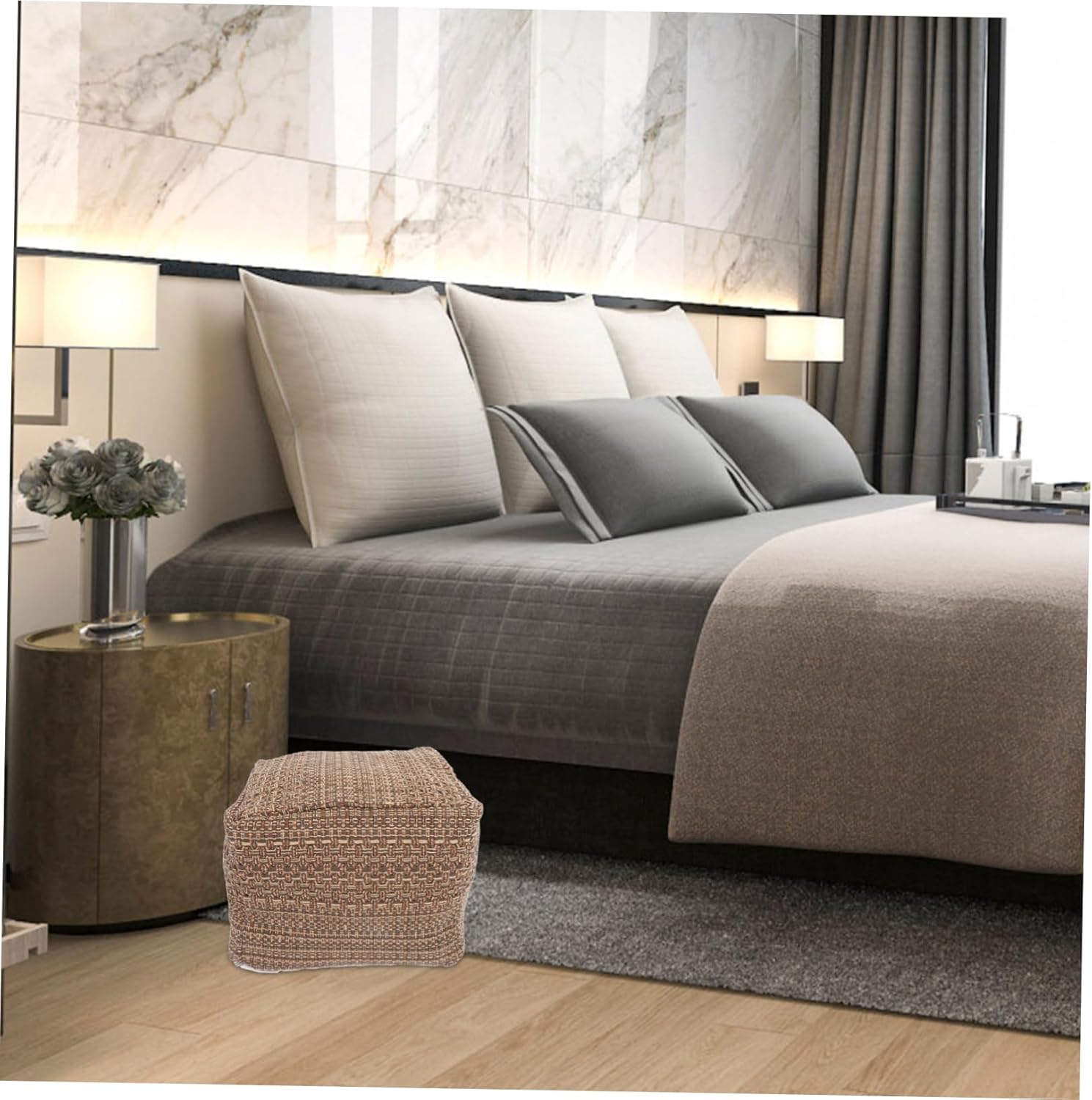 VICASKY Mat Square Pillow Cotton Sofa Seat Cover Grey Square Pouf Cover Floor Cushion for Sitting