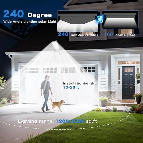 Miniatura 3 de CEDIO Luces solares para exteriores, IP67 impermeables, luces de calle de alta potencia, luces de inundación de seguridad solar con sensor de