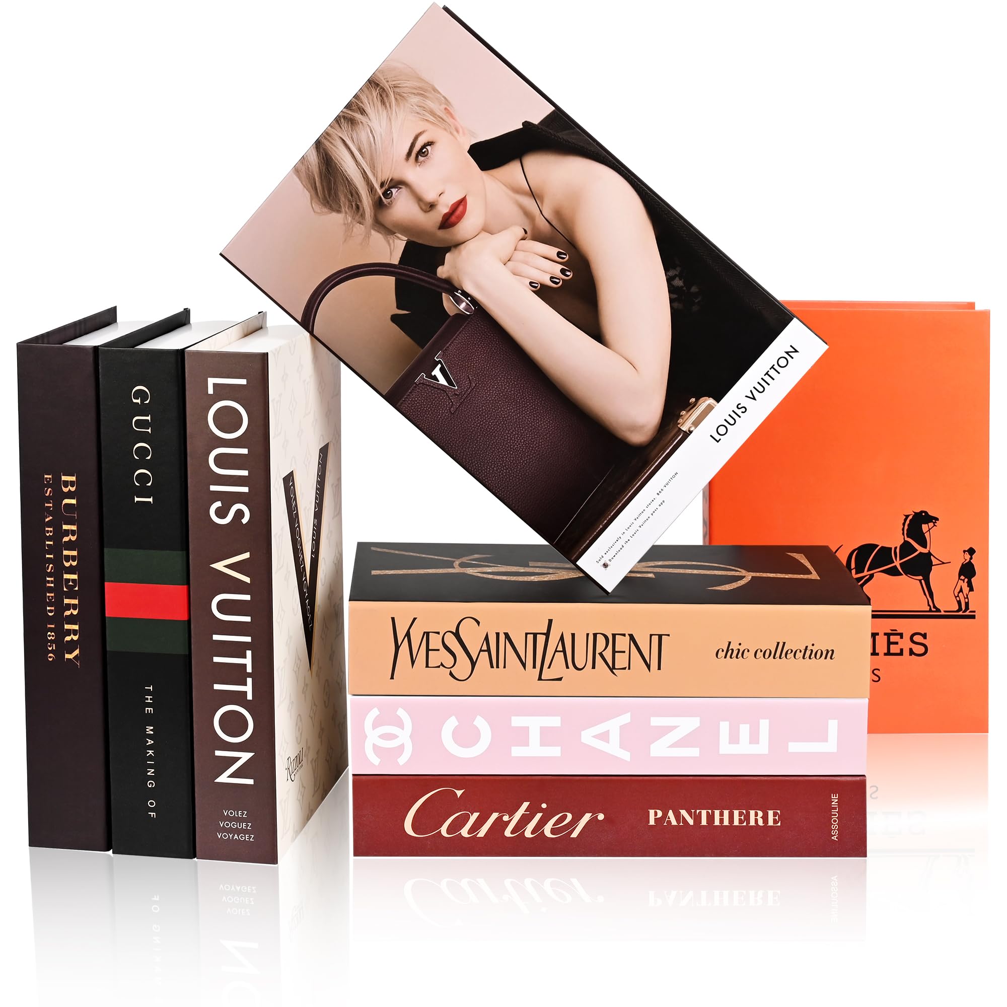 8 Pcs Decorative Faux Books for Home Decor – Modern Fake Books for Coffee Table, Bookshelf & Bedroom, Stacked Book Set for Aesthetic Decor