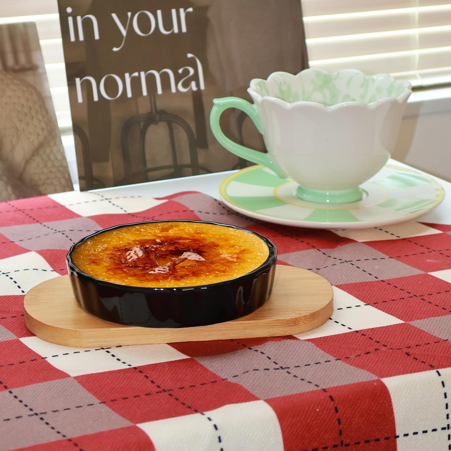 Ramequines de porcelana de 6 onzas para Creme Brulee, mini platos para hornear aptos para horno, ramequines de cerámica a rayas, tazas de postre blancas para quiche, soufflés, salsas y servir, juego