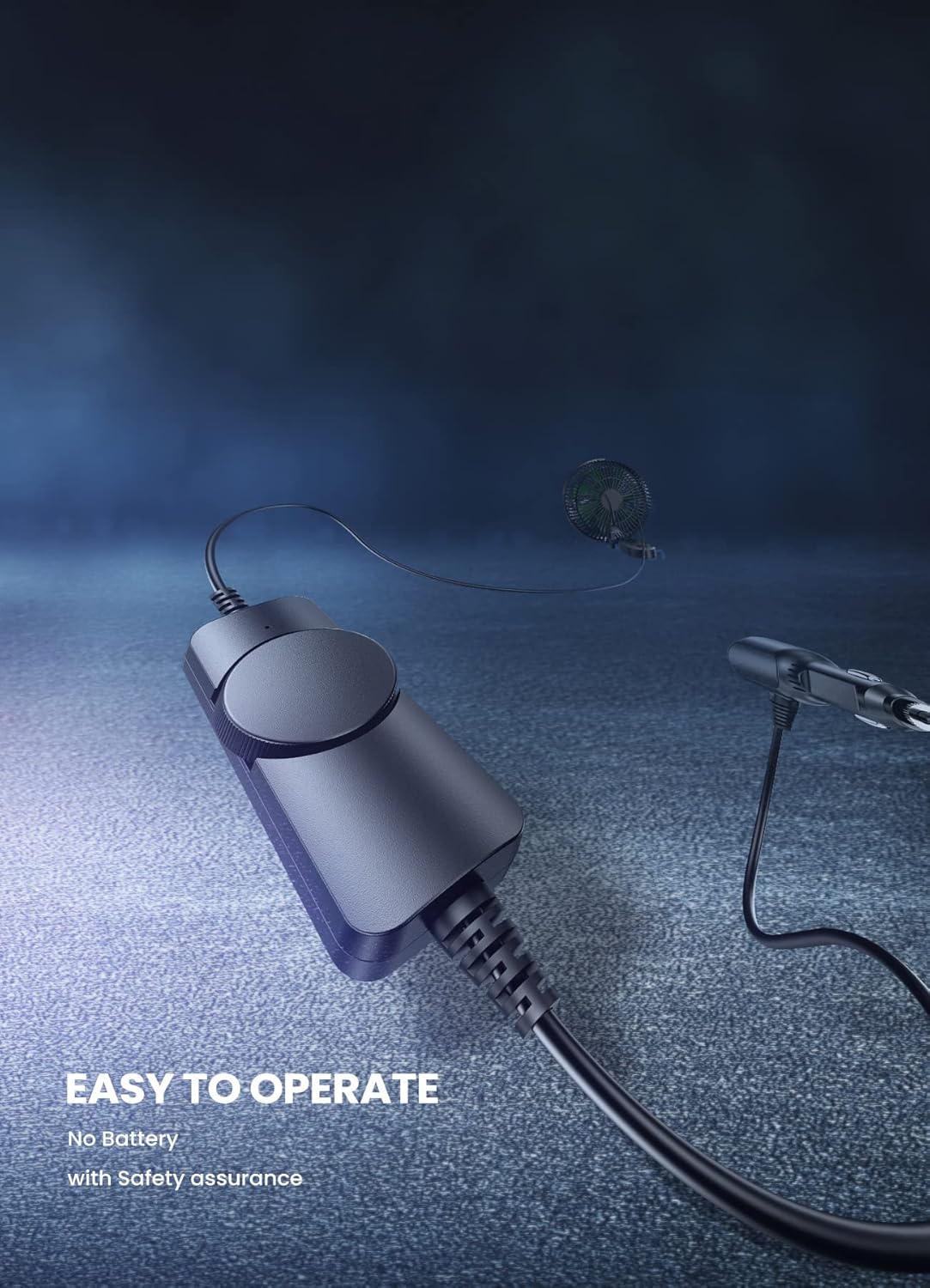 LEMOISTAR 12V/24V Car Fan, Cigarette Lighter Stepless Speed Control, Electric Cooling Auto Car Fan, Rear Backseat Air Cooler for Vehicles SUV RV