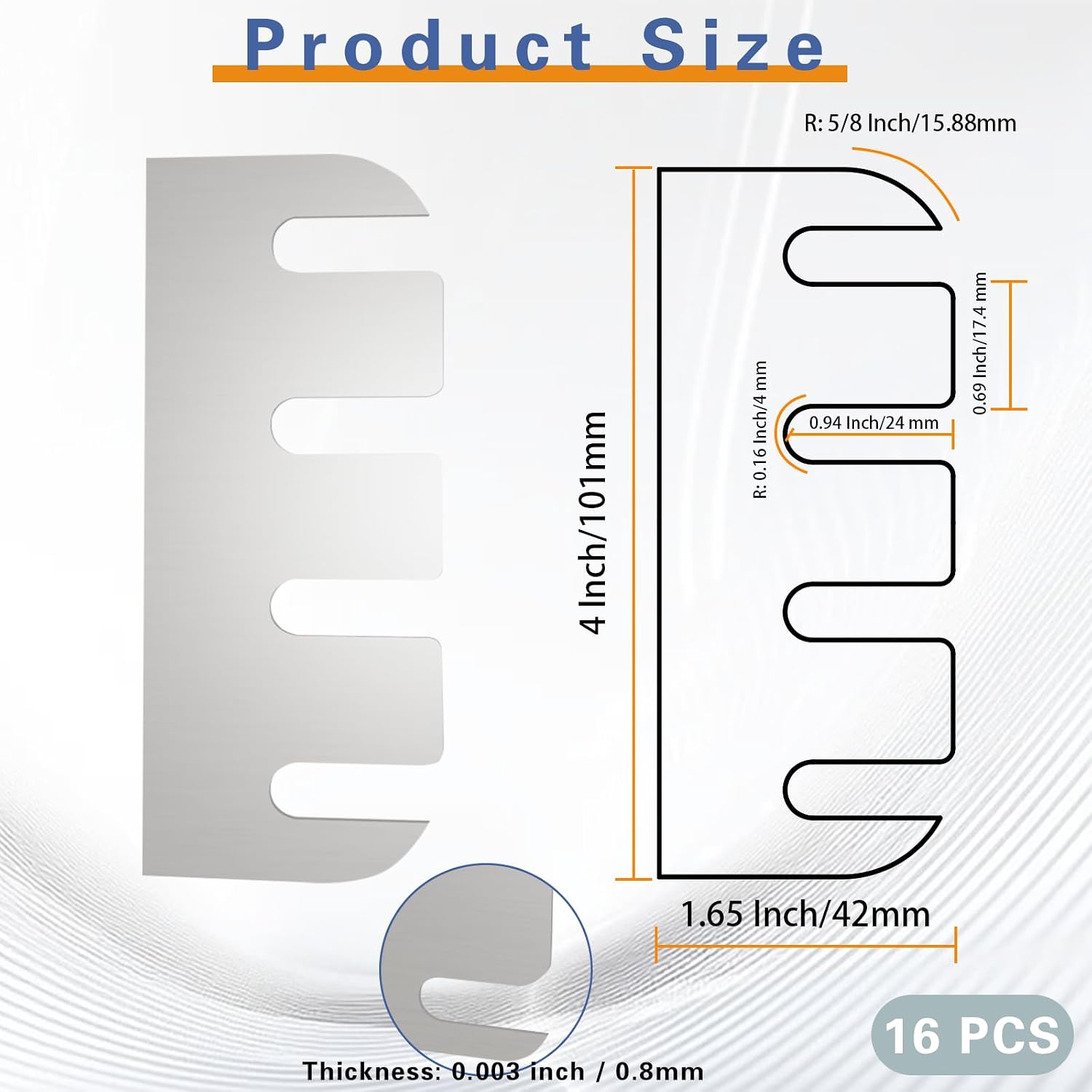 4 Inch Hardware Door Hinge Shims (16Pcs), Stainless Steel Hinge Shims for Door Hinge Repair