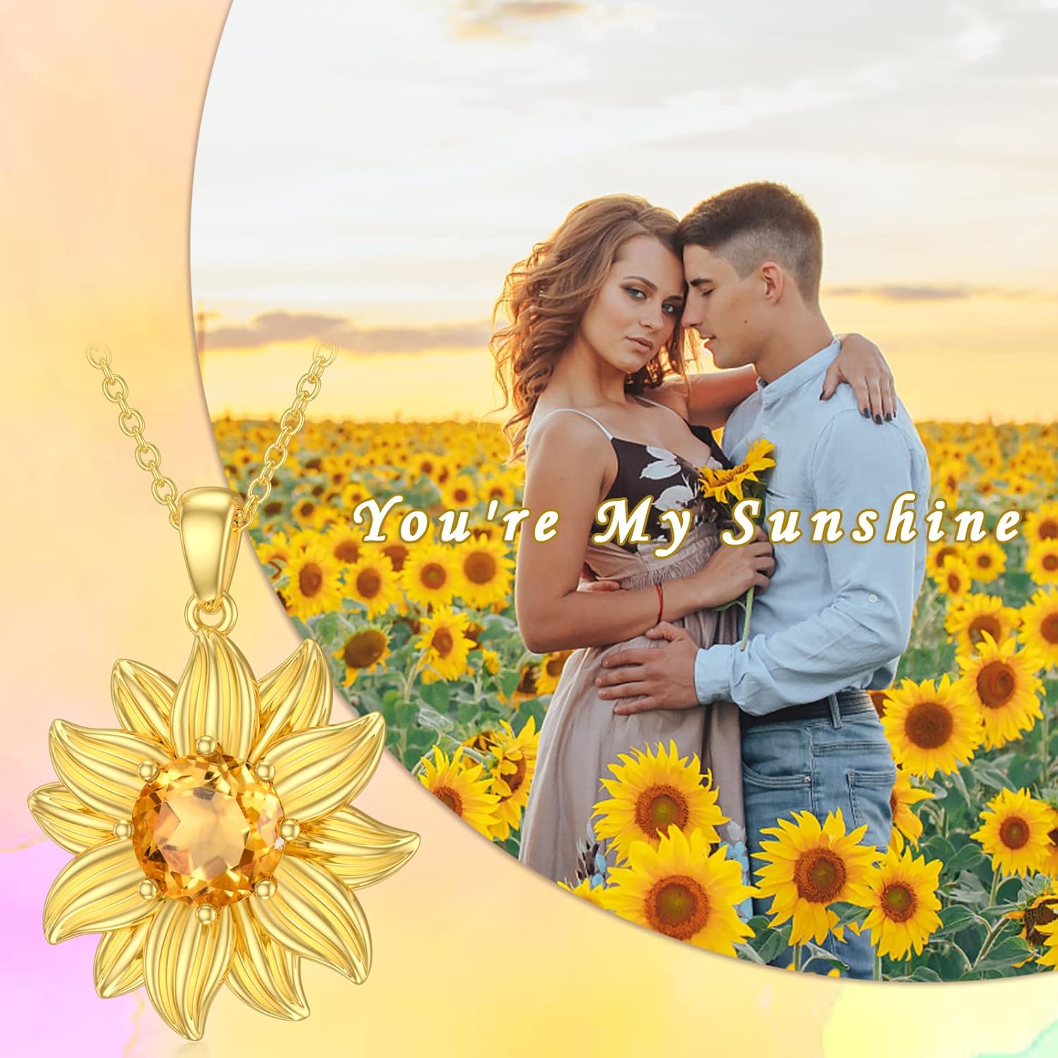 Sunflower Necklaces for Women 925 Sterling Silver You're My Sunshine Sunflower Pendant Natural/Created Birthstone Gemstone Jewelry Gifts for Mother - Image 5