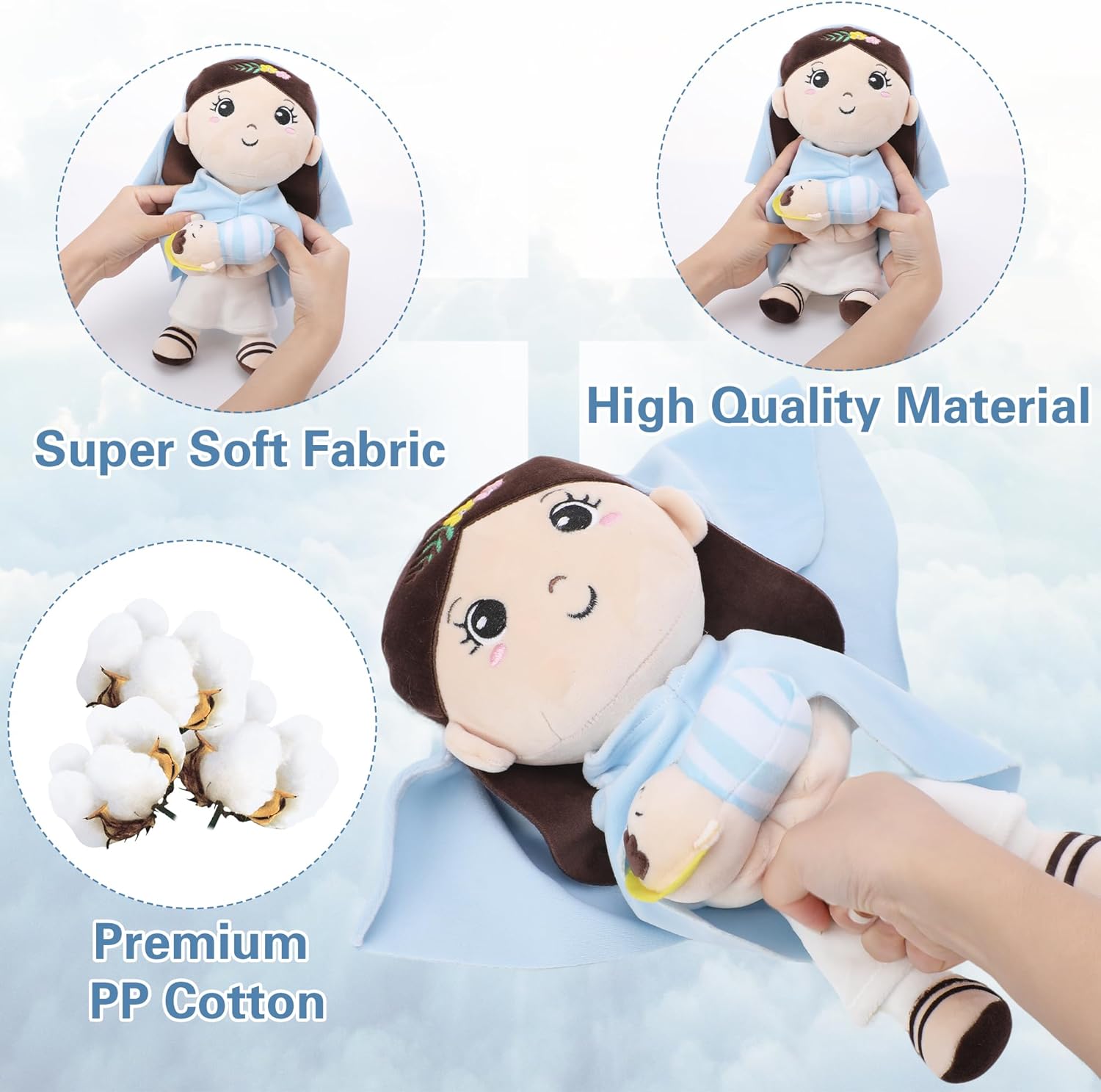 Mary Kids' Plush Toy Pillow – Exquisite Virgin Mary Baby Jesus Doll Perfect for First Communion 12 Inch - Image 7
