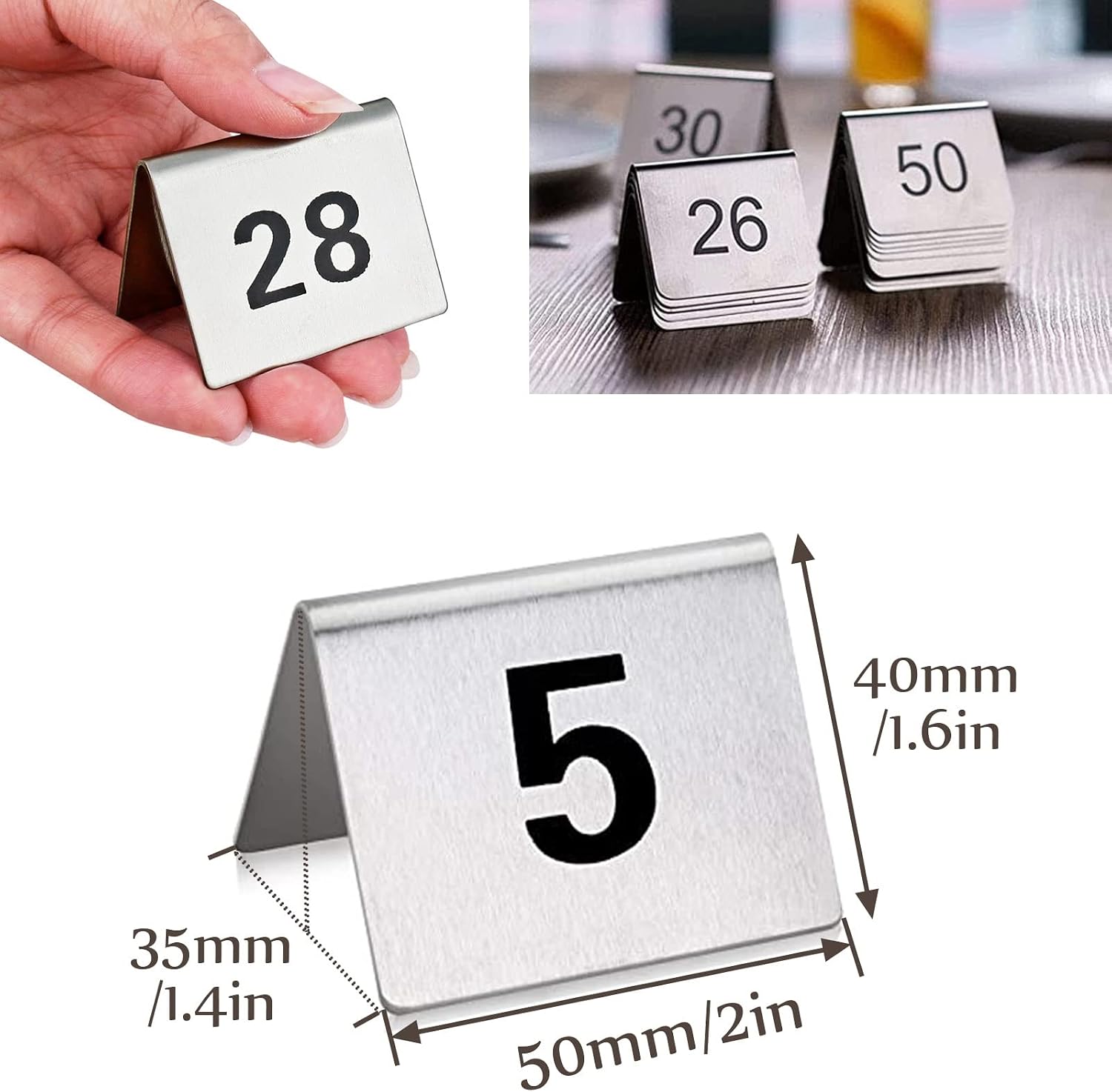 WORDFUN Digital Sign Seat Card 1-50/100 Number, Stackable Table Number Cards, Table Numbers Cycle Used, Double-Sided Table Cards, for Party Banquets Service