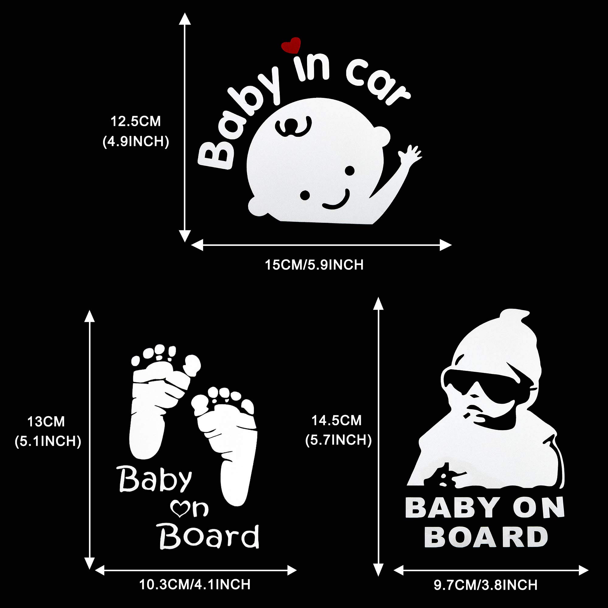 Adesivo Baby On Board Per Auto 2 Pezzi - 15x7 Cm Bianco, Alta Visibilit&agrave; Per Sicurezza