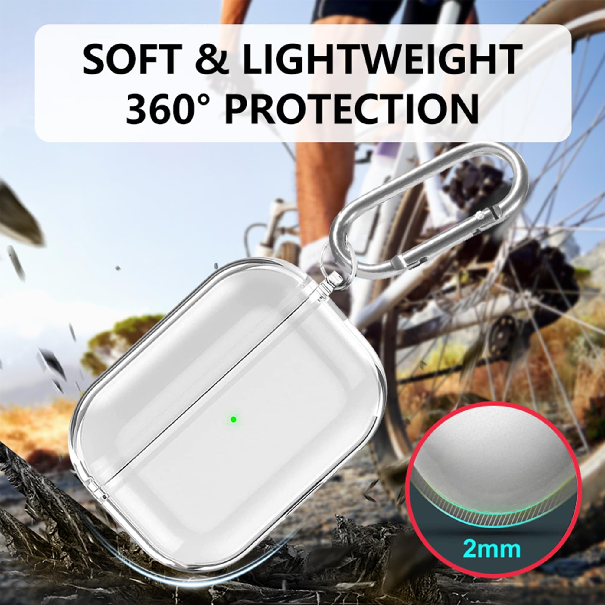 Fitudoos Compatible avec AirPods Pro 3 Coque,Témoin LED Visible,en TPU Coque Protection Antichoc,avec Porte-clés et Stylo de Nettoyage.(Transparent)