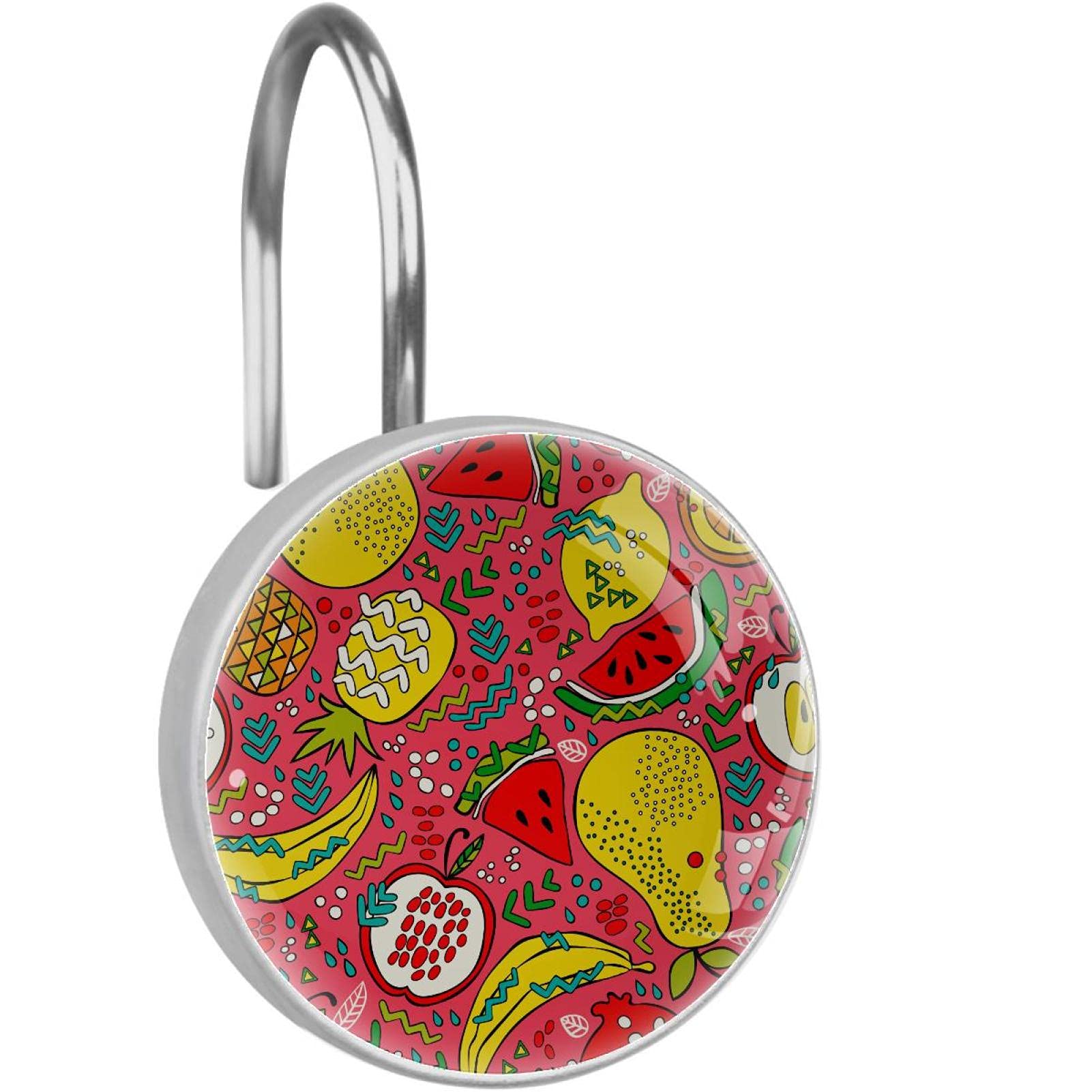 Crochets pour rideau de douche en acier inoxydable lot de 12 décorations fruits d'été