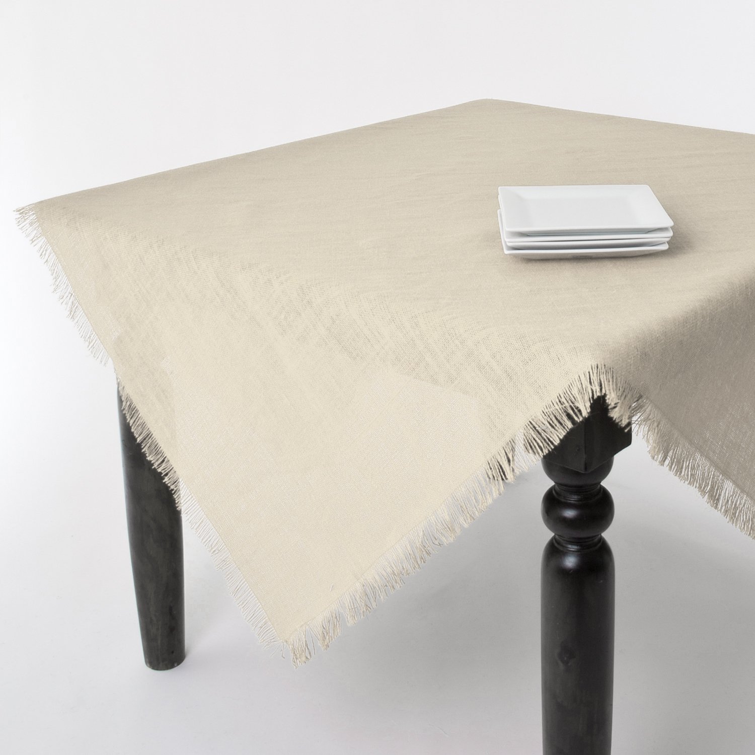 SARO LIFESTYLE JU209 Mari Sati Tablecloths, 90 by 132-Inch, Oblong, Ivory