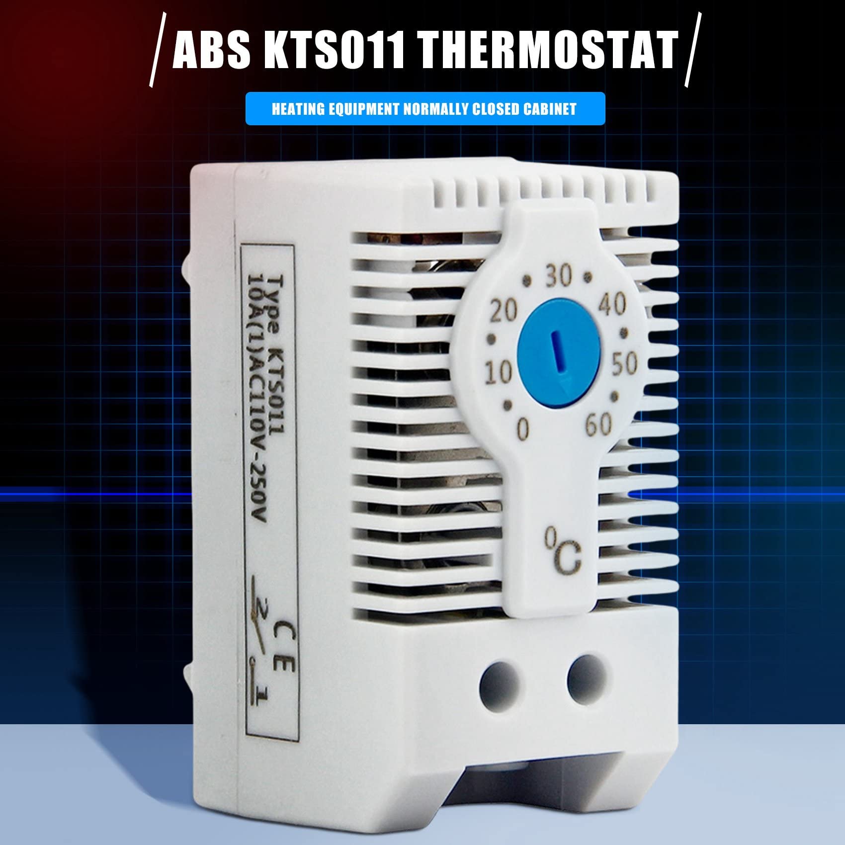 Kqcibz KTS011 NO Normally Open Adjustable Mechanical Temperature Controller Cabinet Thermostat Din Rail,Used for Cooling, White