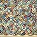 ABAKUHAUS Marroquí Tela por Metro, Adornos Étnicos Orientales, Microfibra Decorativa para Artes y Manualidades, 1M (230x100cm), Multicolor