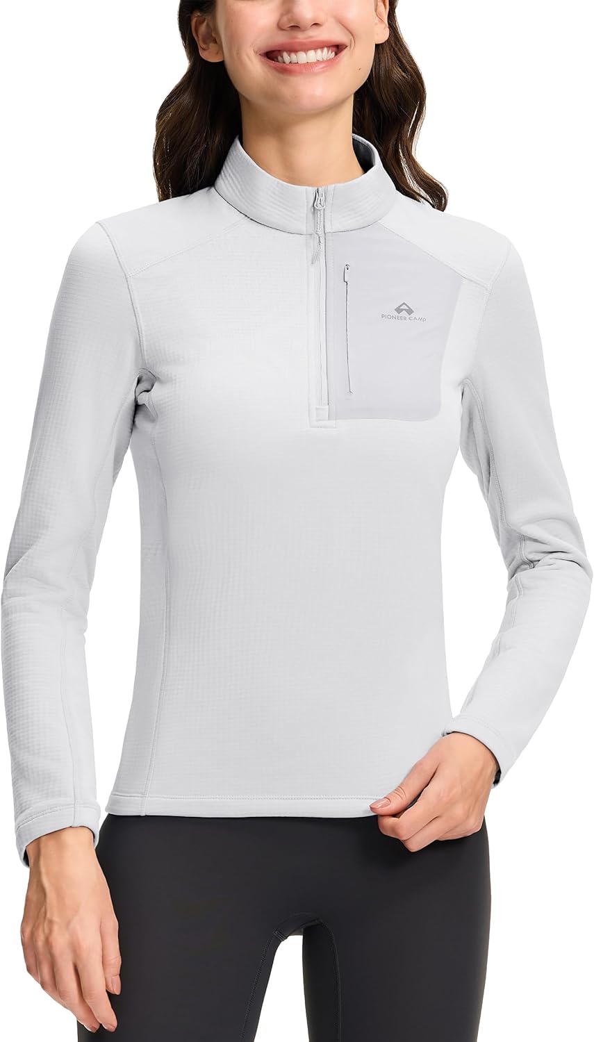 Pioneer Camp Women's Fleece Lined Quarter Zip Pullover Lightweight Thermal Sweatshirts Long Sleeve Running Athletic Tops - Image 2