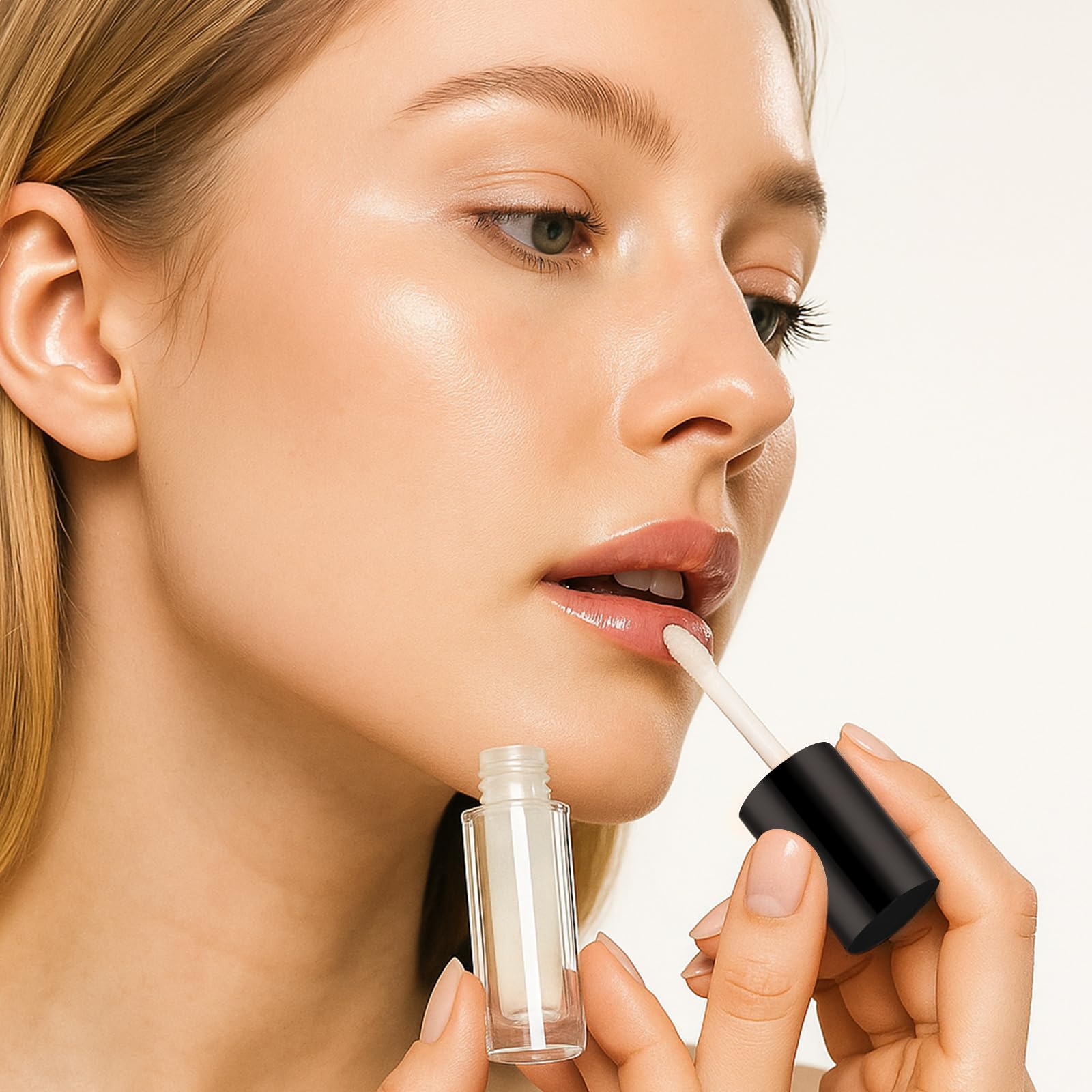 Tatuo 30 tubetti vuoti da 6 ml per lucidalabbra, con bacchetta, ricaricabili, contenitori per cosmetici, con tappi in gomma, per rossetto, crescita delle ciglia, liquido, kit trucco fai da te (nero)