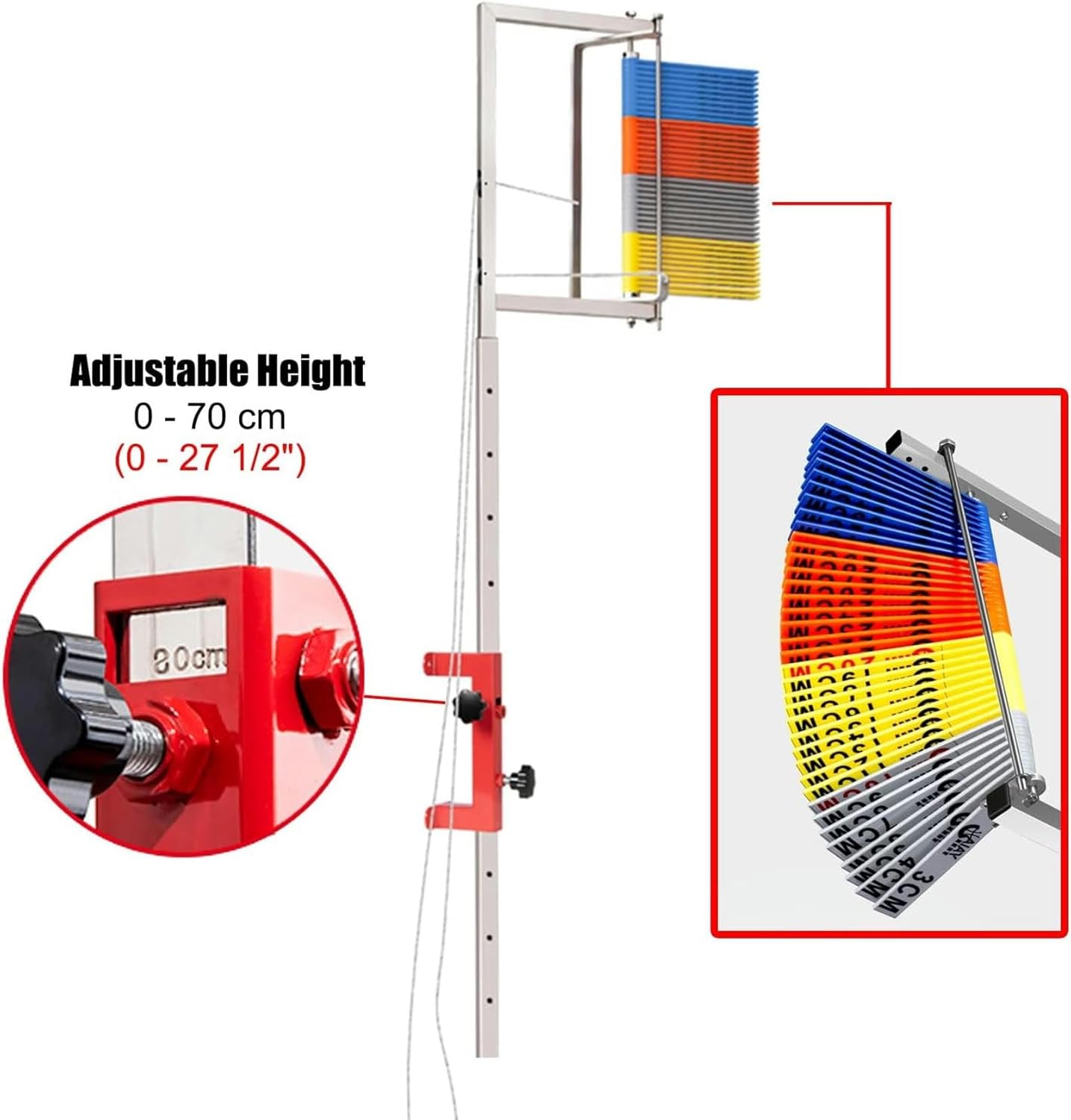 FLTRGO Wall Mounted Vertical Jump Tester, Basketball Volleyball Trainer Measuring Pole, Adjustable Metal Vertical Jump Measurement Tool for Gym