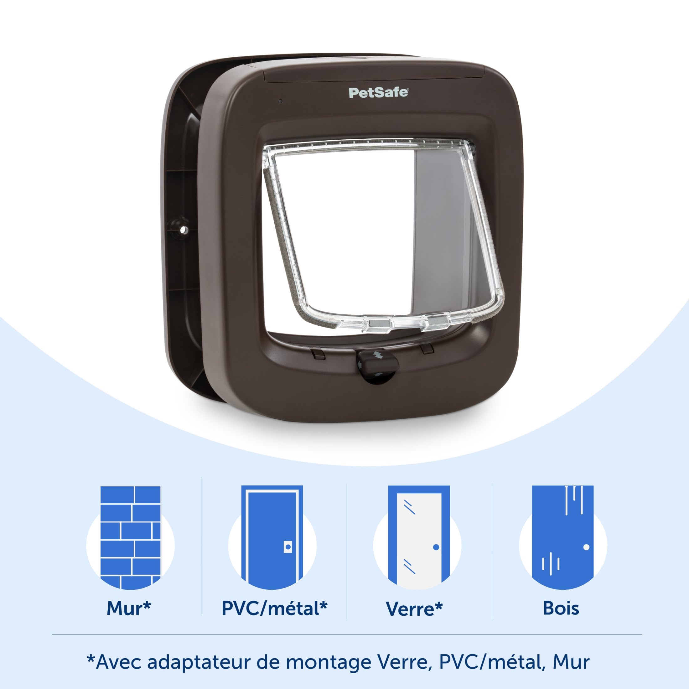 PetSafe - Chatière Manuelle - Système à 4 Options de Fermeture, Économique, Installation Facile - Marron