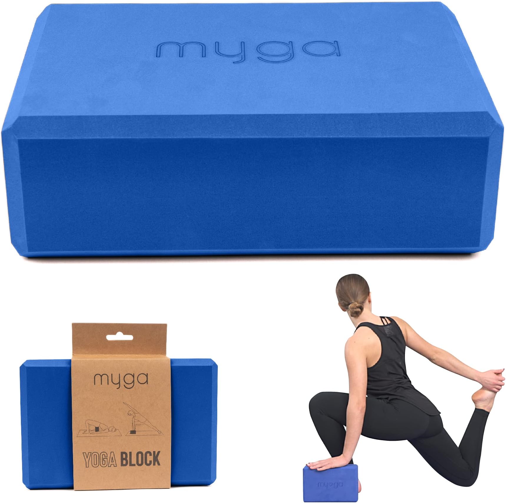 Yoga Block - Lightweight EVA Foam Yoga Brick - High Density Non-Slip Block for Pilates, Balance and Flexibility - Royal Blue