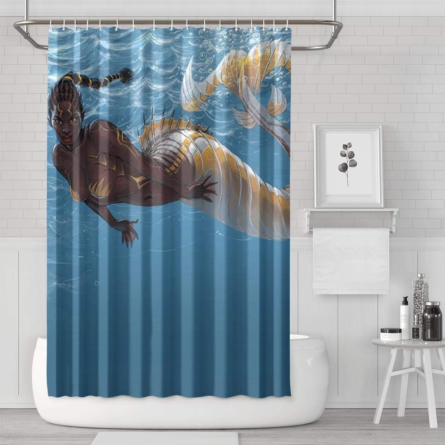 GK08&Flag African American Black Girl Mermaid Afrocentric