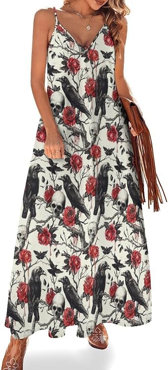 Womens Summer Dress Casual Sling Ankle Length Dress Sleeveless Beach Vacation Long Dresses