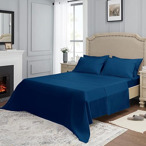Miniatura 5 de YIYEA Juego de sábanas tamaño King  Sábanas y fundas de almohada de microfibra cepillada de 1800 hilos  Extra suave, bolsillo profundo, resistente