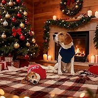 Vista 8 de FUAMEY - Suéter navideño para perros, suéter cálido clásico con diseño de copo de nieve para Año Nuevo, suéter de cuello alto de punto para clima
